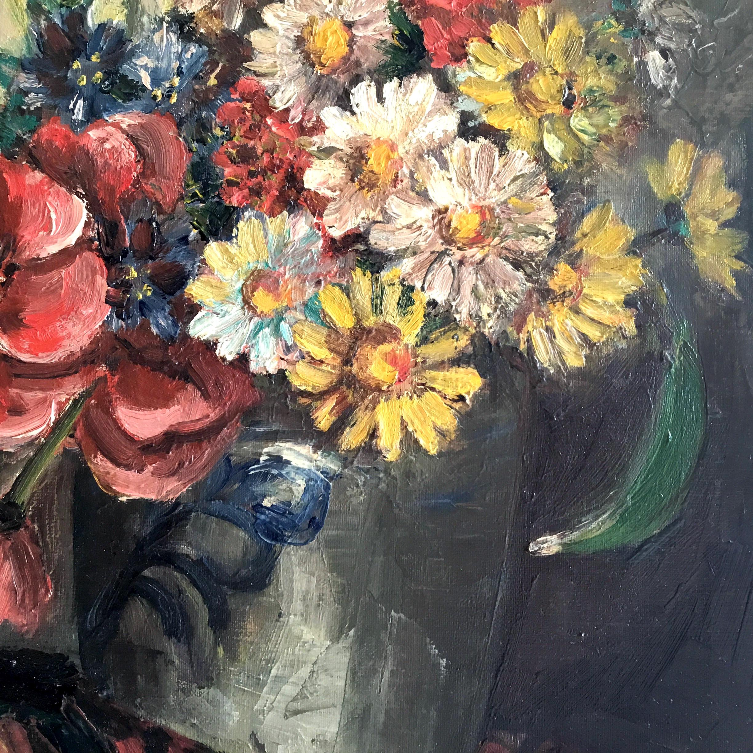 Vintage Floral Painting | André Sinet 1900s French Oil on Canvas, Signed Artwork — photo 4 of 11