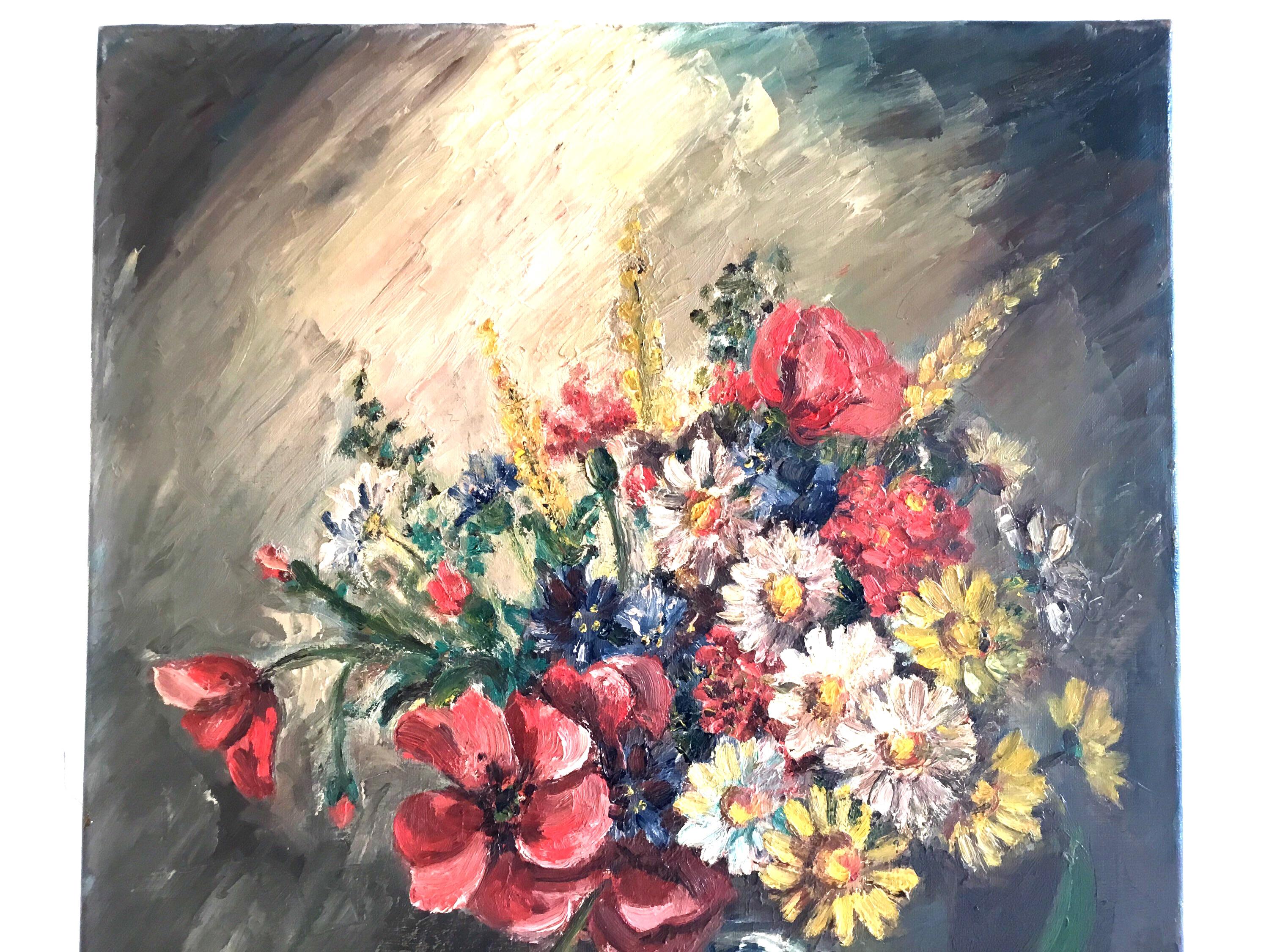 Vintage Floral Painting | André Sinet 1900s French Oil on Canvas, Signed Artwork — photo 8 of 11