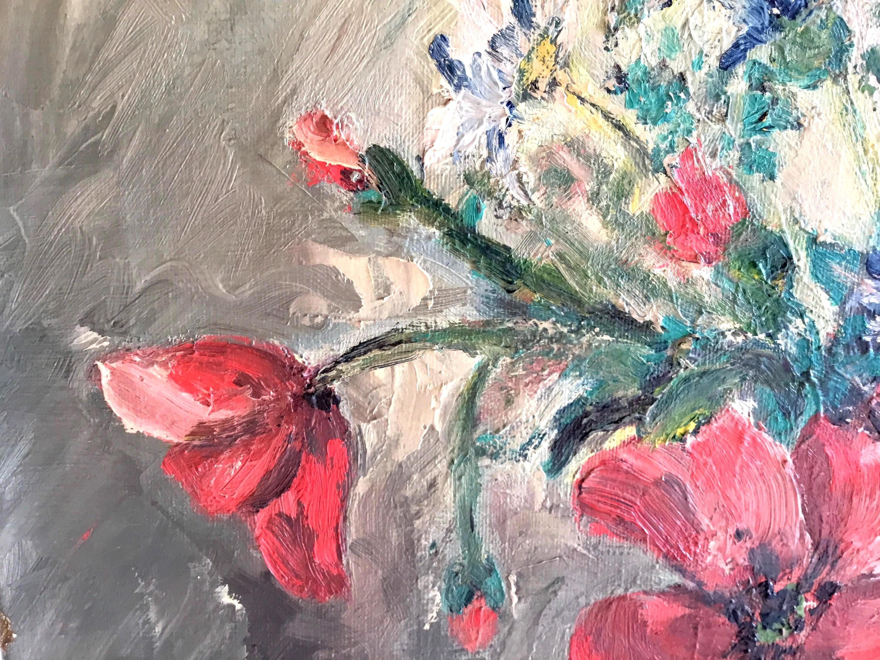 Vintage Floral Painting | André Sinet 1900s French Oil on Canvas, Signed Artwork — photo 9 of 11