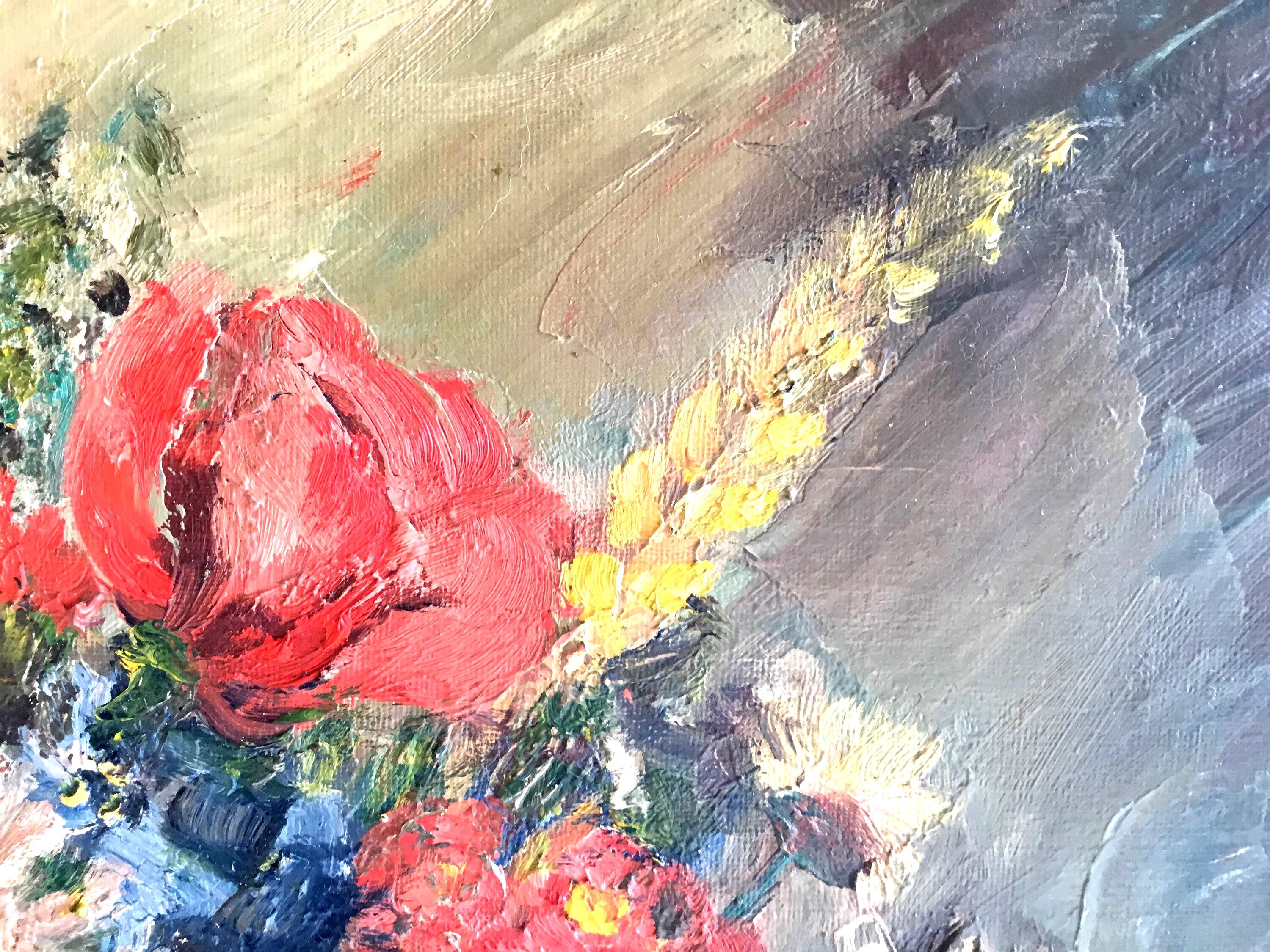 Vintage Floral Painting | André Sinet 1900s French Oil on Canvas, Signed Artwork — photo 10 of 11