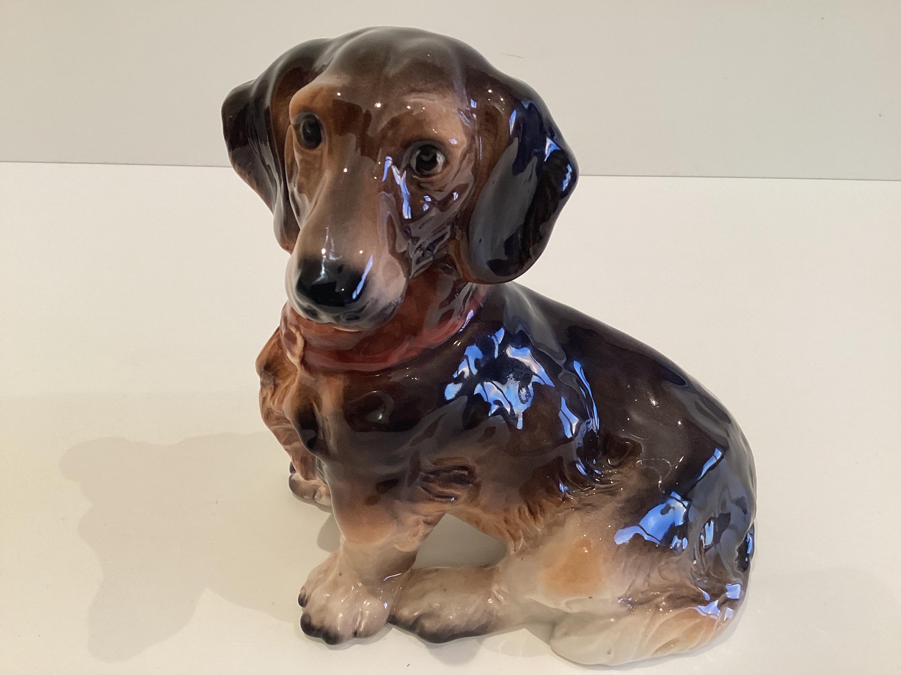 Vintage Porcelain Dog | Iris Cluj Napoca 1950s Dachshund, Romanian Hand Painted Figurine — photo 3 of 9