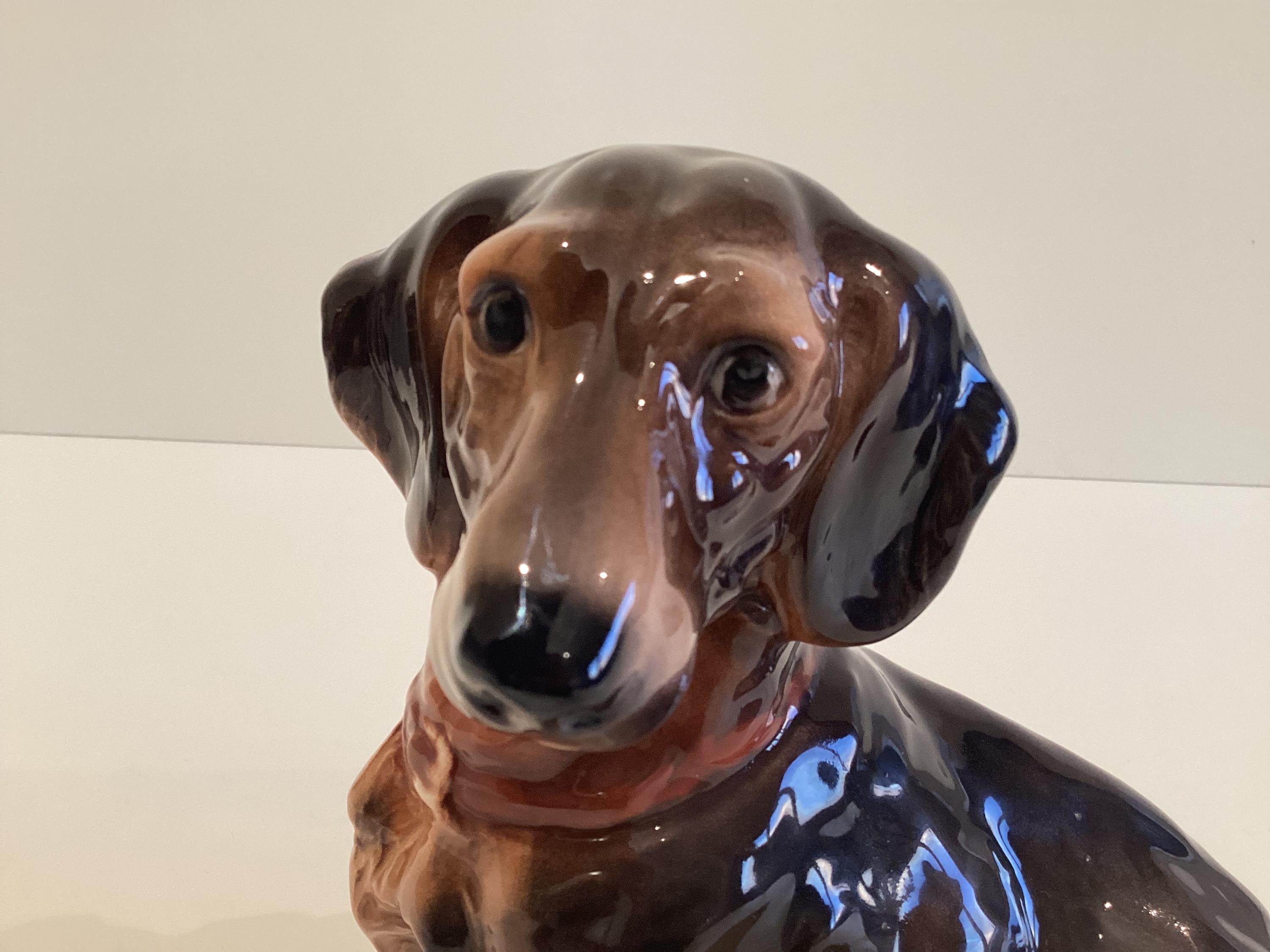 Vintage Porcelain Dog | Iris Cluj Napoca 1950s Dachshund, Romanian Hand Painted Figurine — photo 4 of 9
