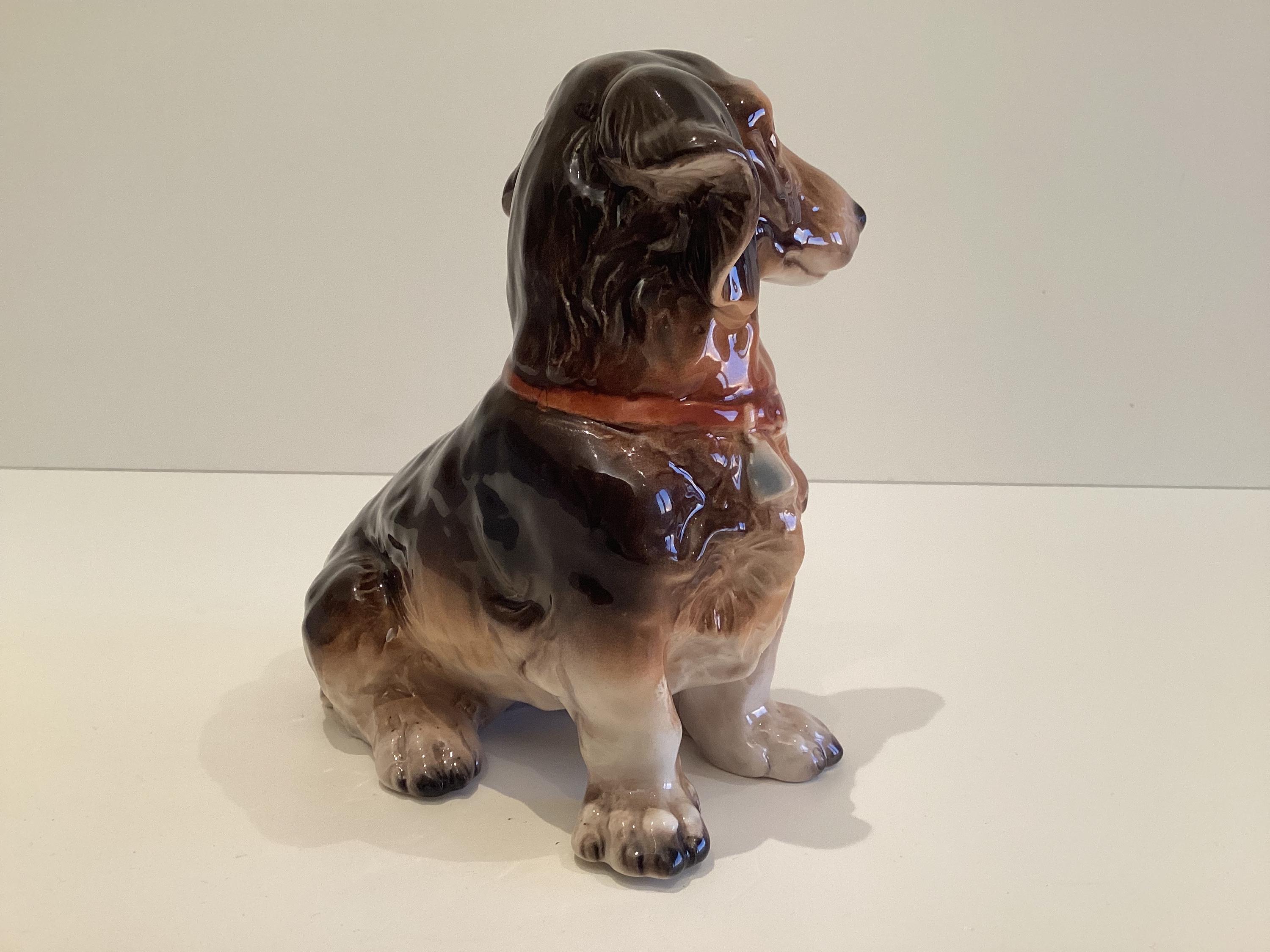 Vintage Porcelain Dog | Iris Cluj Napoca 1950s Dachshund, Romanian Hand Painted Figurine — photo 7 of 9