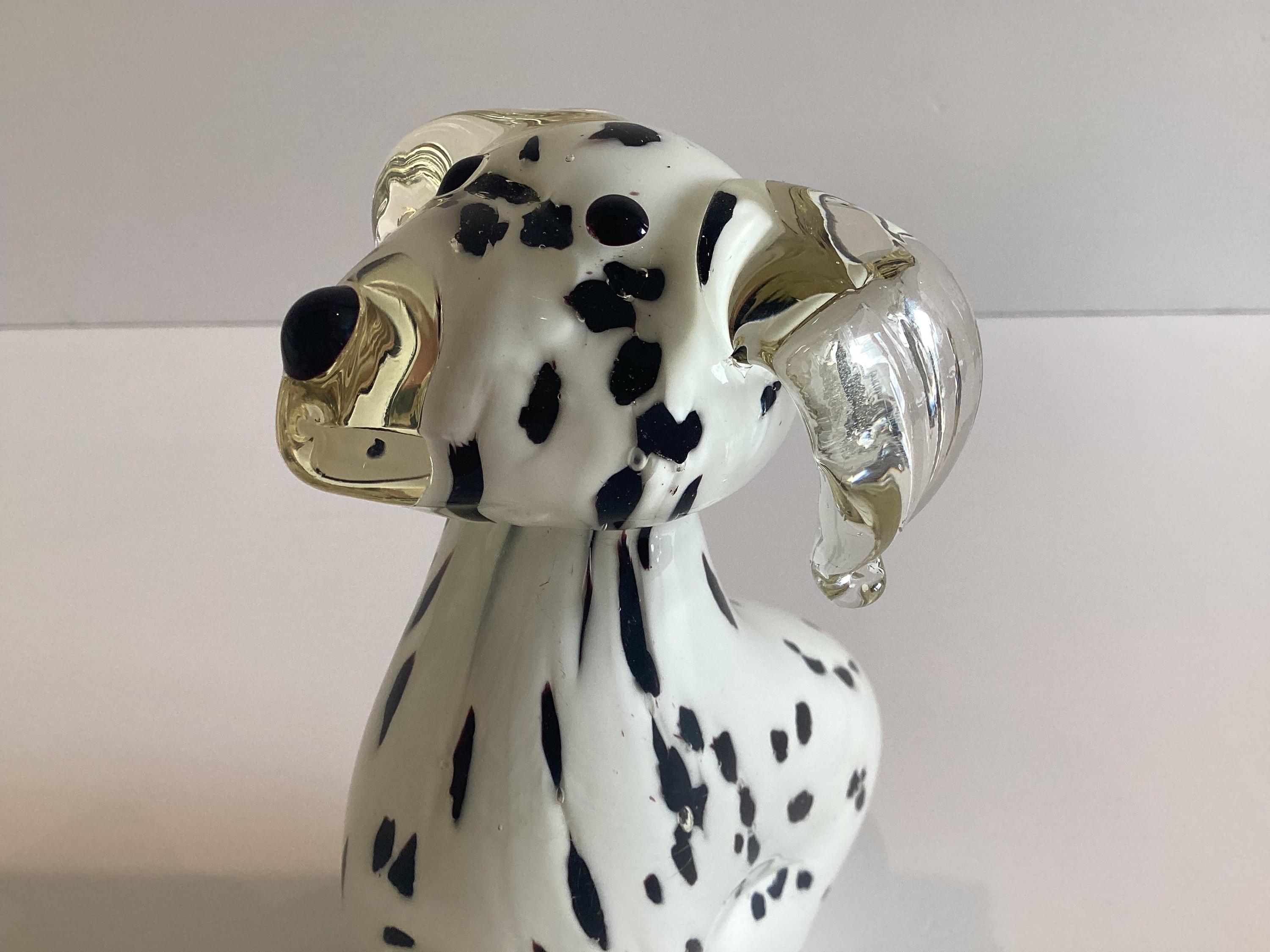 Murano Glass | Vintage Dalmatian Dog Sommerso Sculpture, 1960s–70s — photo 9 of 11