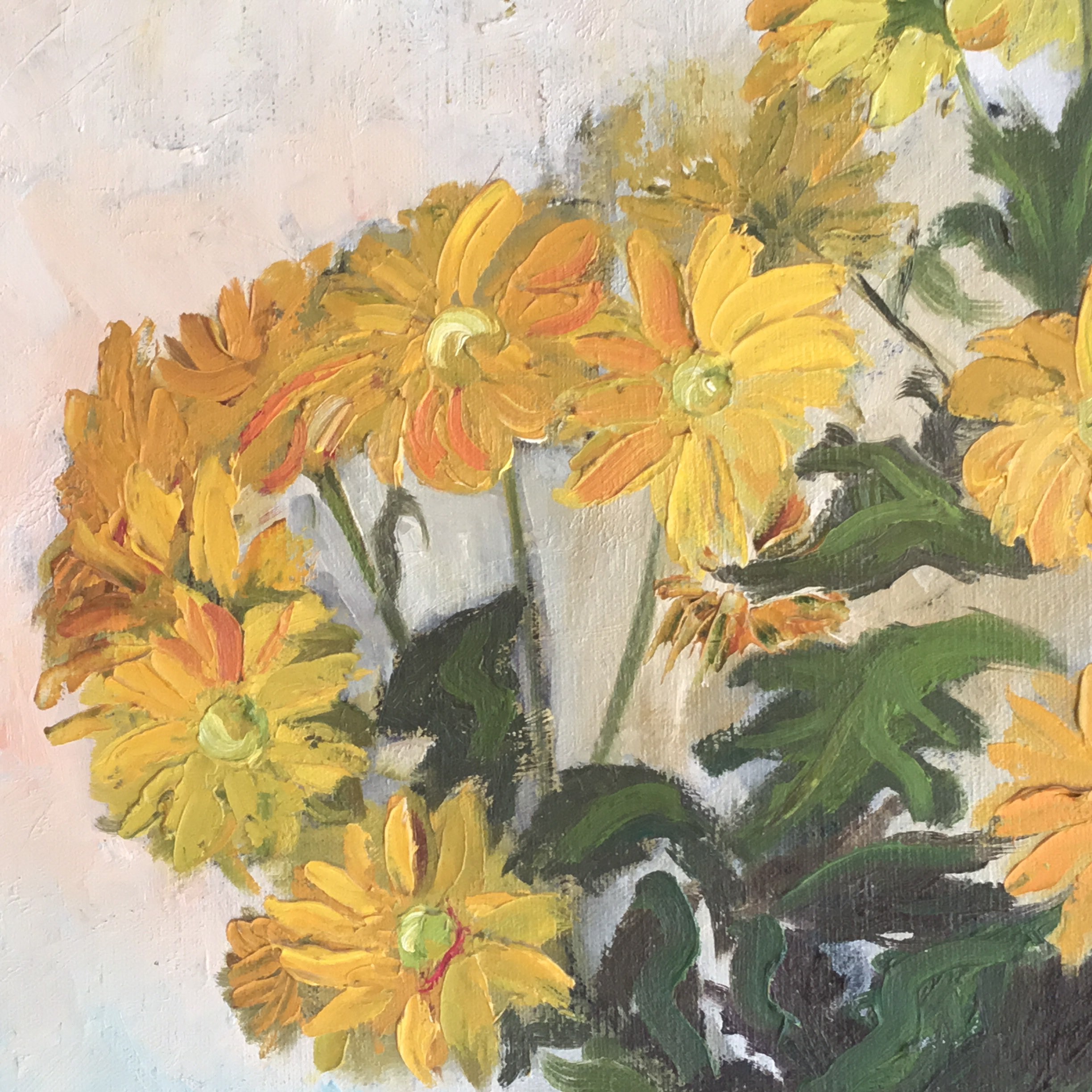 Vintage Floral Painting | Delarbre 1960s French Artist, Yellow Flowers Oil on Canvas — photo 8 of 11
