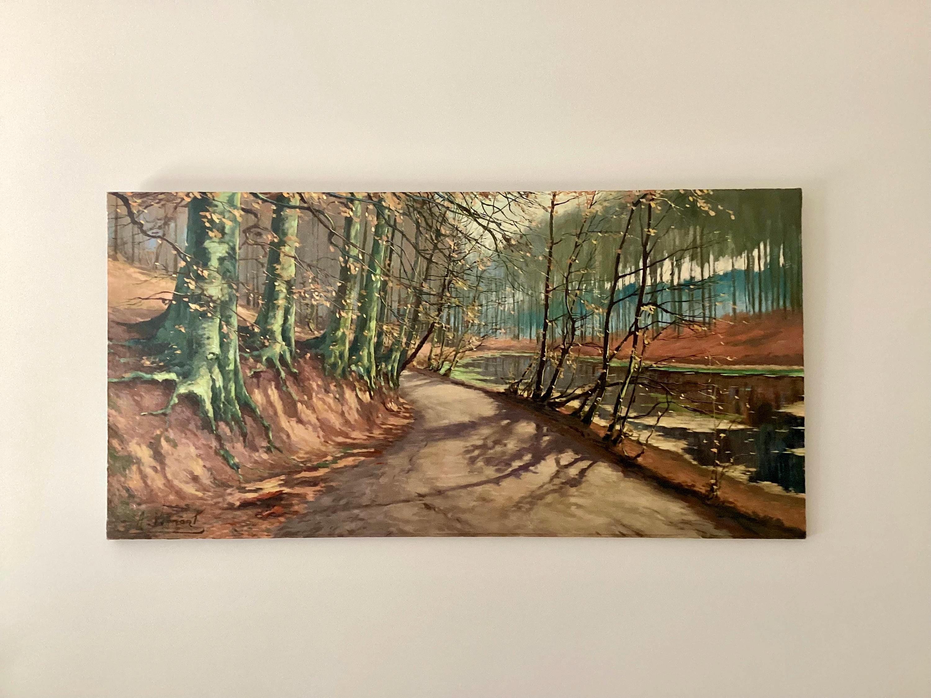 Large Oil Painting | Nicolae Vermont 1920s Landscape, Signed Romanian Canvas Art — photo 2 of 10