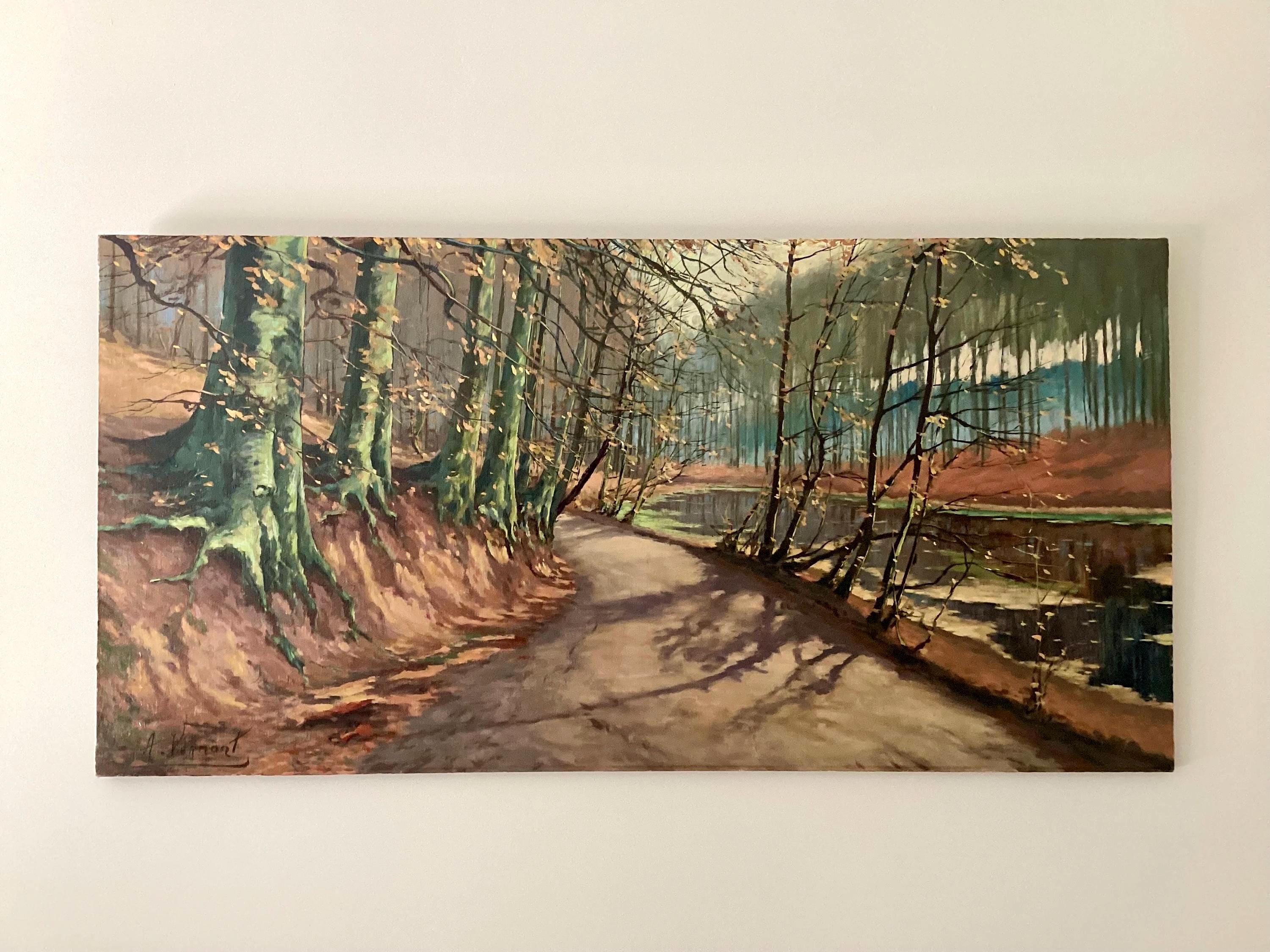 Large Oil Painting | Nicolae Vermont 1920s Landscape, Signed Romanian Canvas Art — photo 3 of 10