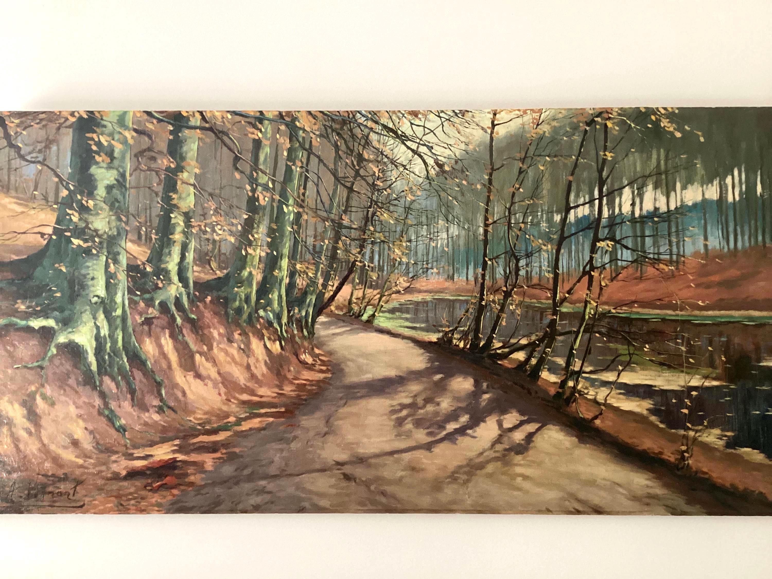 Large Oil Painting | Nicolae Vermont 1920s Landscape, Signed Romanian Canvas Art — photo 6 of 10