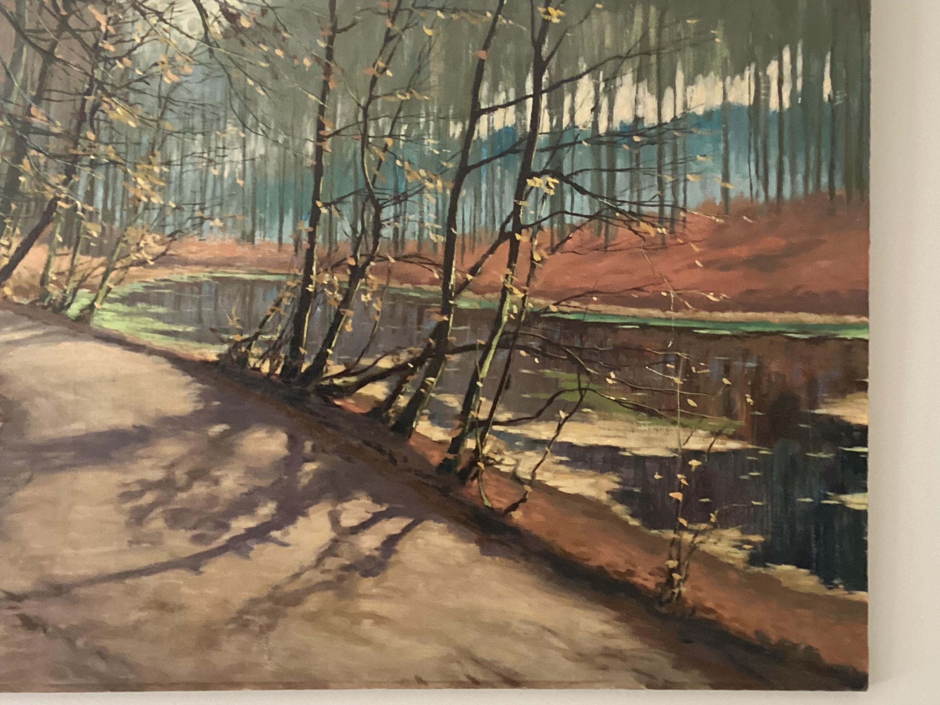 Large Oil Painting | Nicolae Vermont 1920s Landscape, Signed Romanian Canvas Art — photo 9 of 10