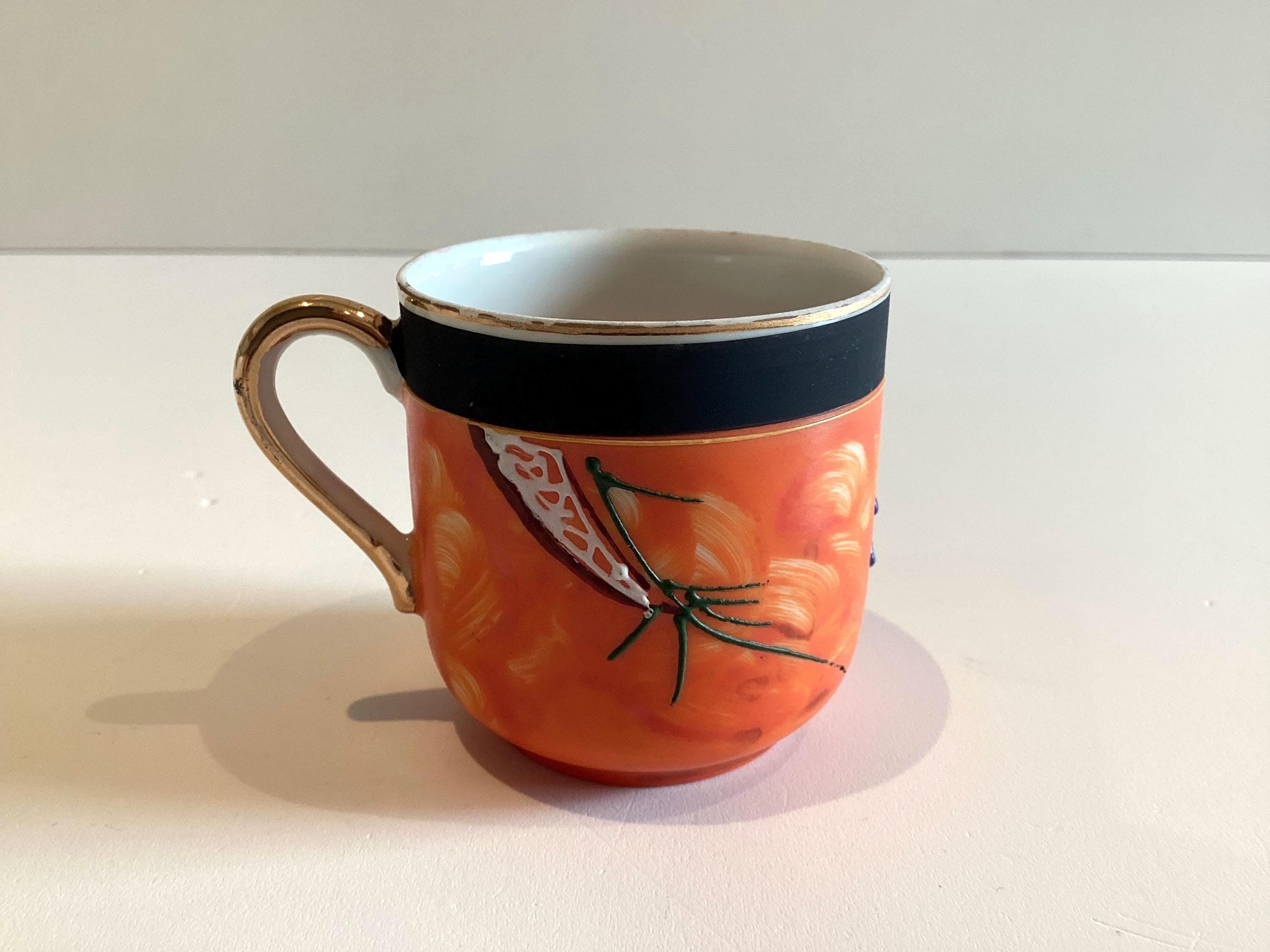 Vintage Japanese Fine Porcelain Coffee Cups Saucers, 1950s Moriage Dragonware — photo 10 of 11