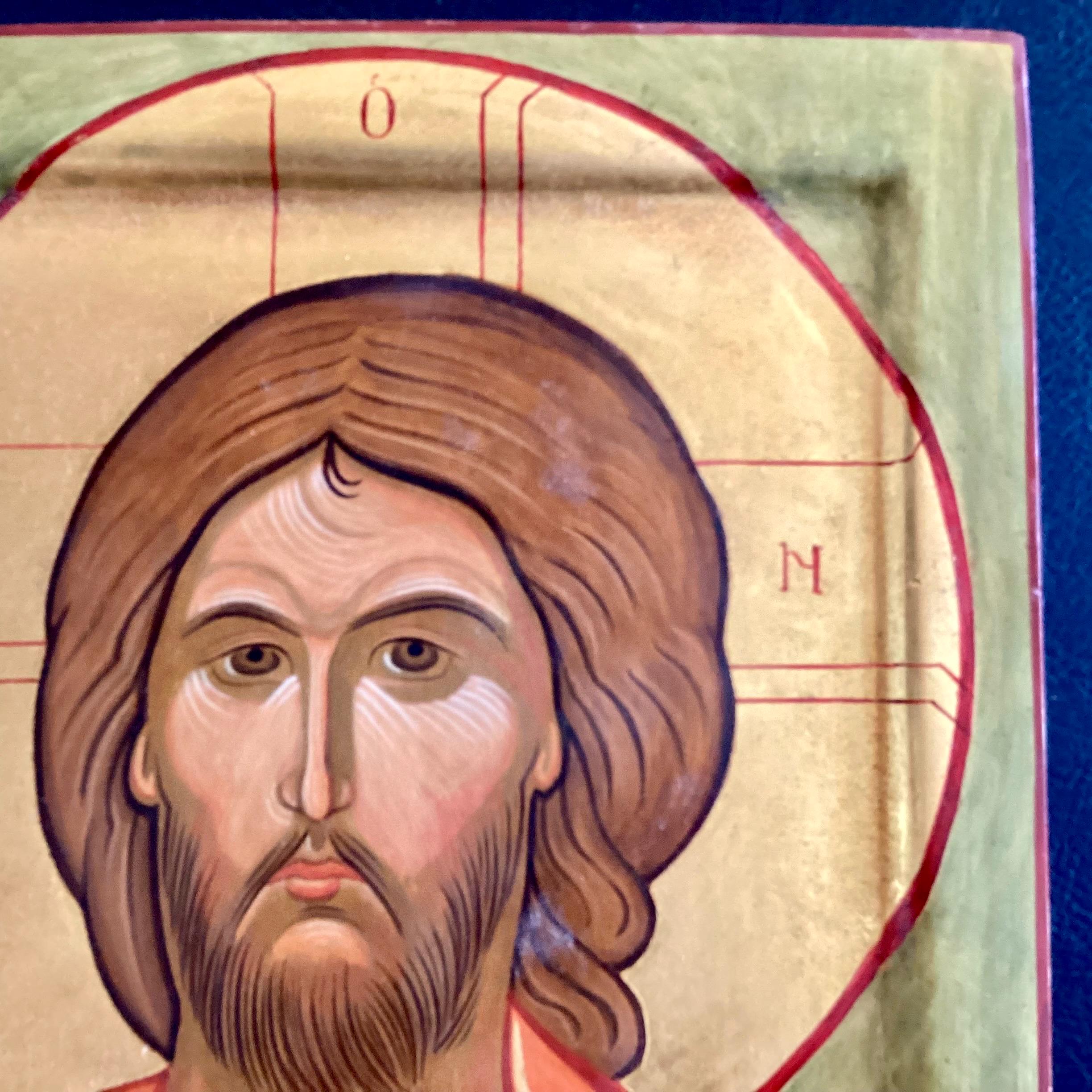 Icon Painting Greek Jesus Pantocrator Hand Painted Wooden Panel Gold Tempera — photo 11 of 11