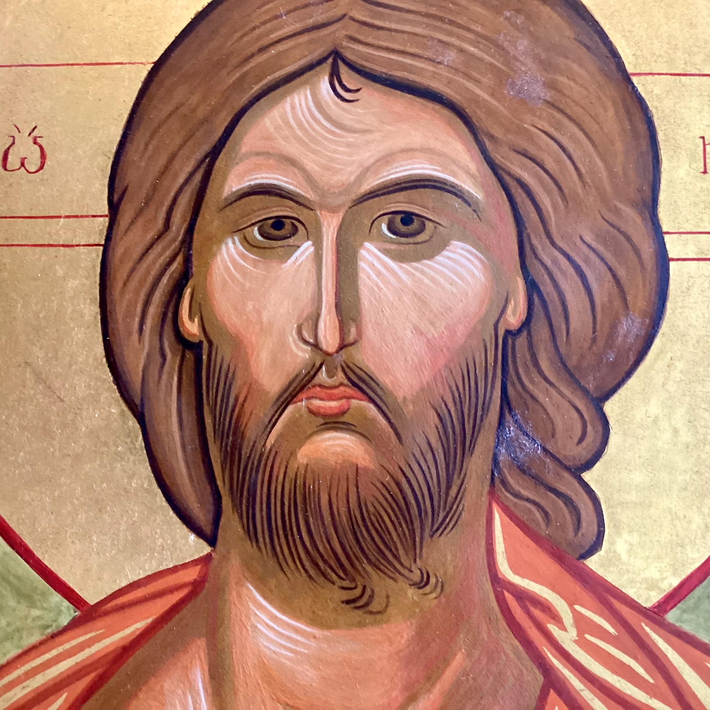 Icon Painting Greek Jesus Pantocrator Hand Painted Wooden Panel Gold Tempera — photo 6 of 11