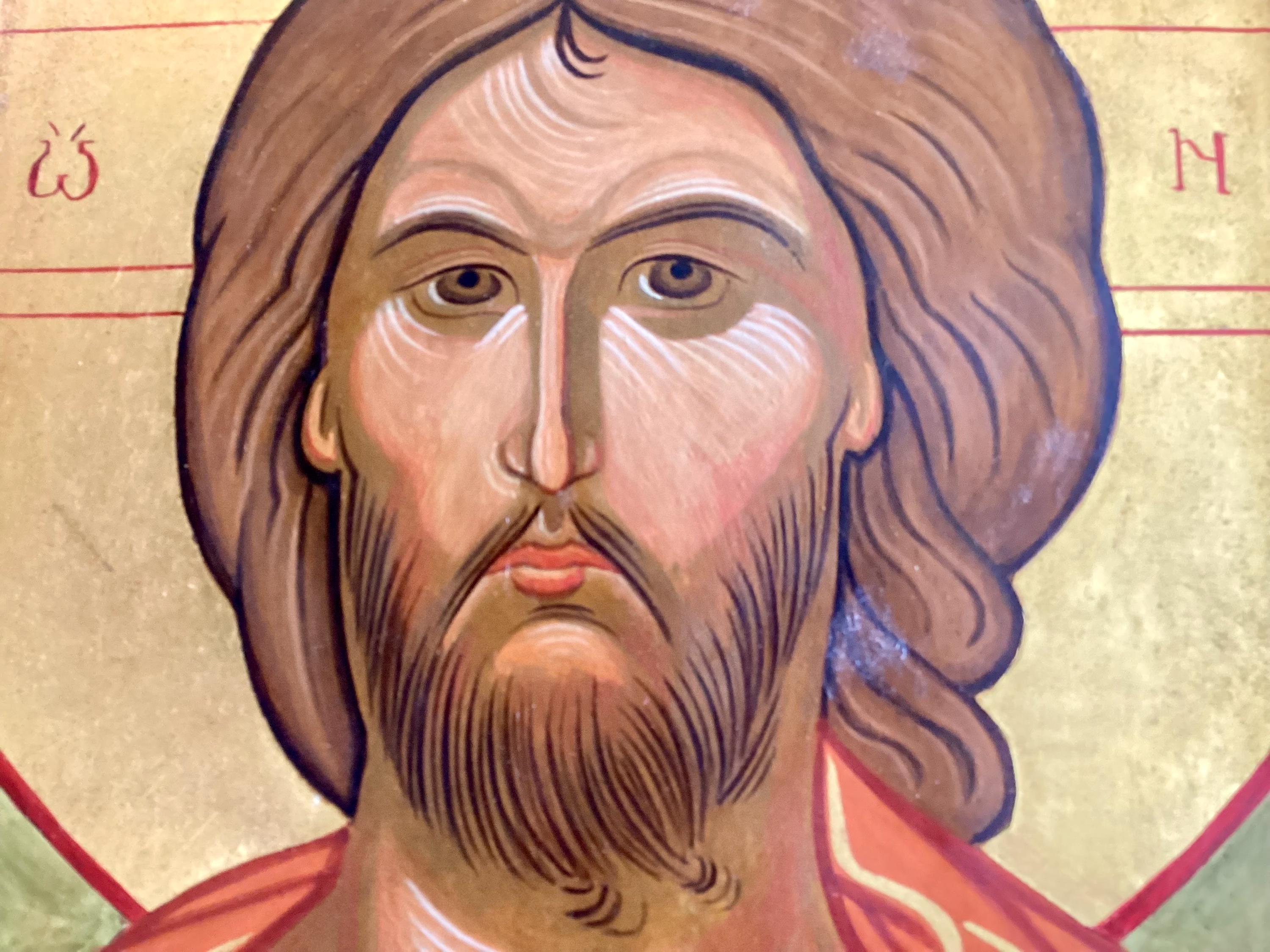 Icon Painting Greek Jesus Pantocrator Hand Painted Wooden Panel Gold Tempera — photo 8 of 11