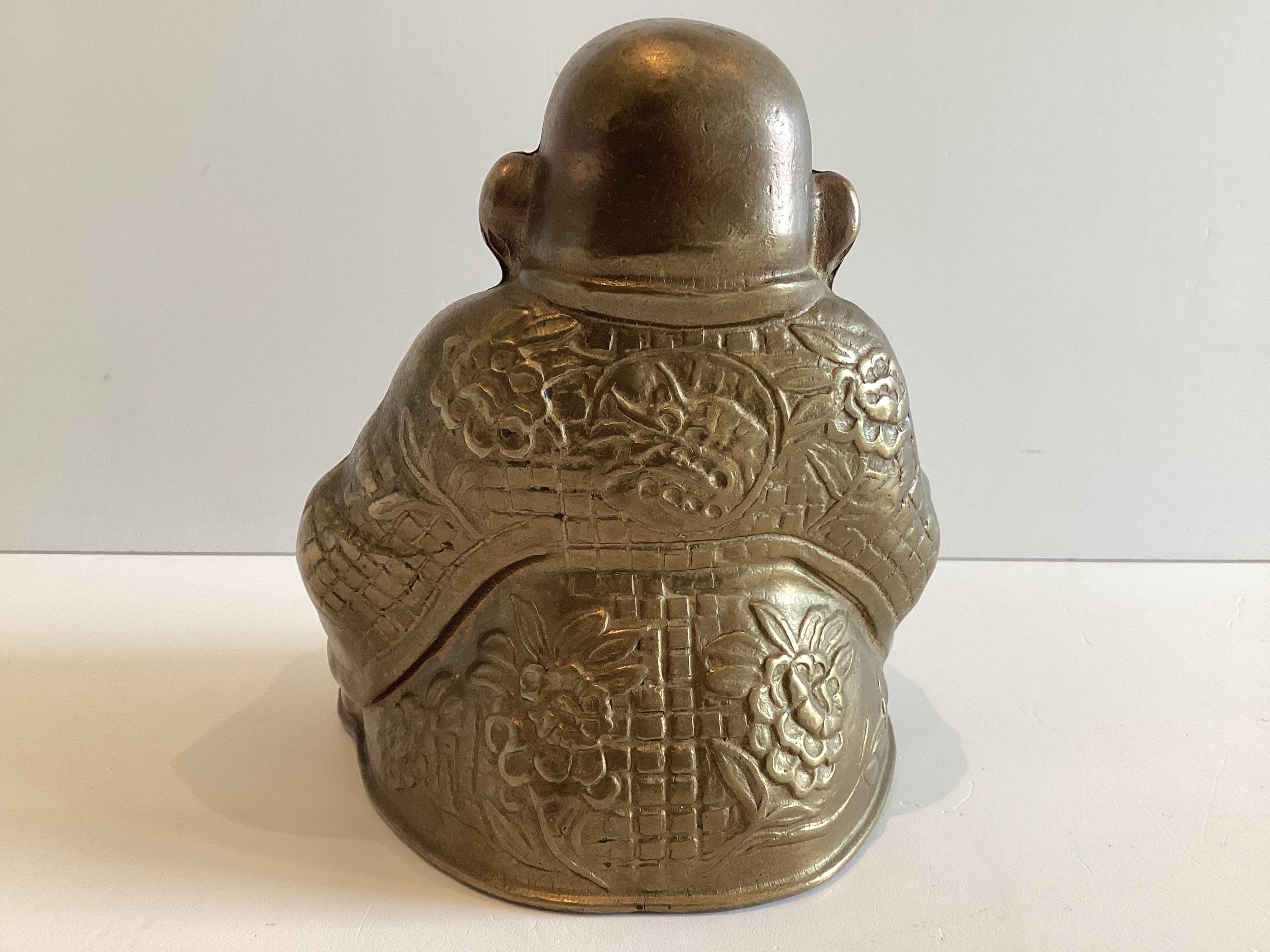 Bronze Sculpture | Antique Buddha Statue Laughing Buddha 1900s Zen Decor Collectible — photo 5 of 10