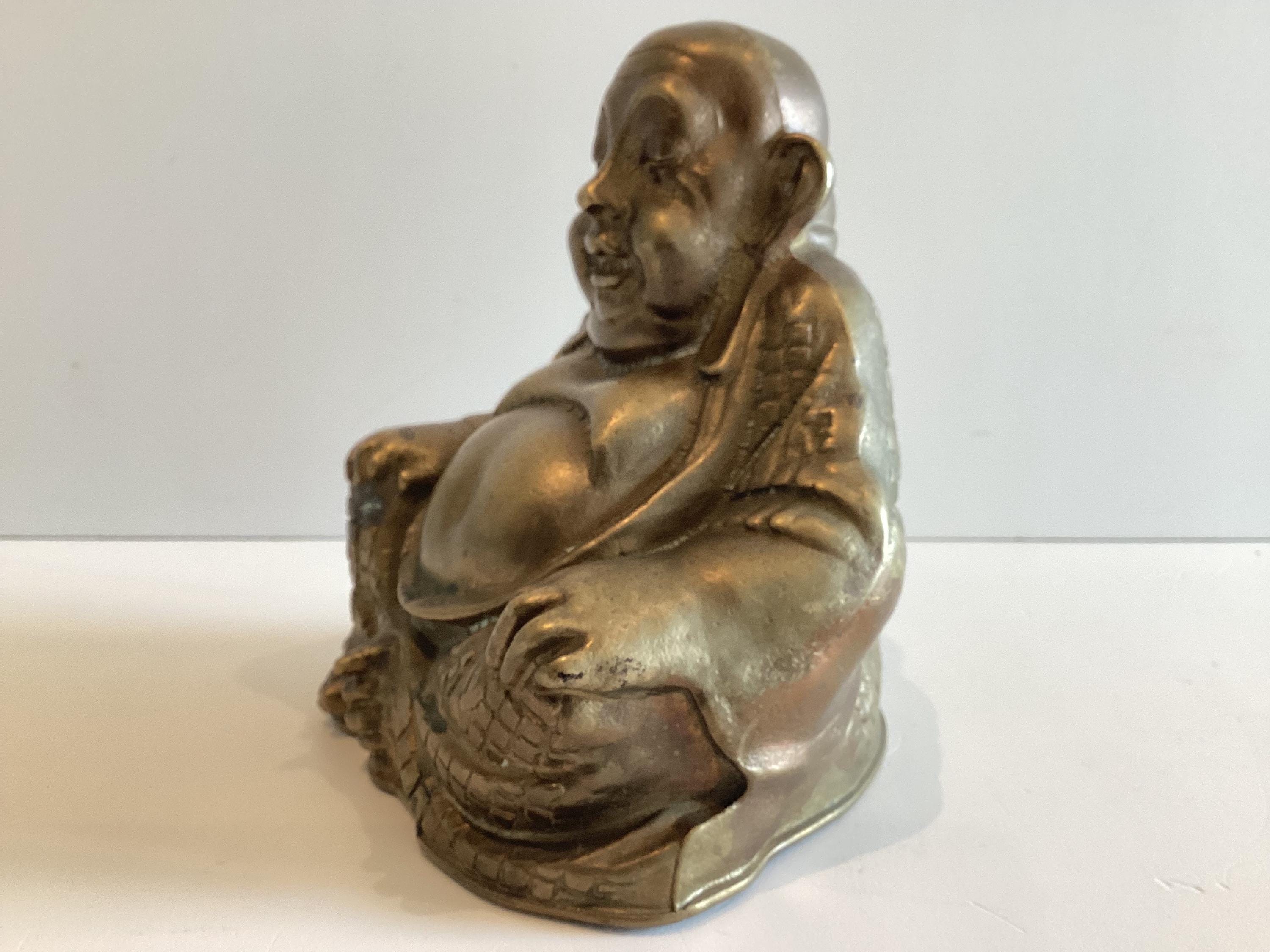 Bronze Sculpture | Antique Buddha Statue Laughing Buddha 1900s Zen Decor Collectible — photo 6 of 10