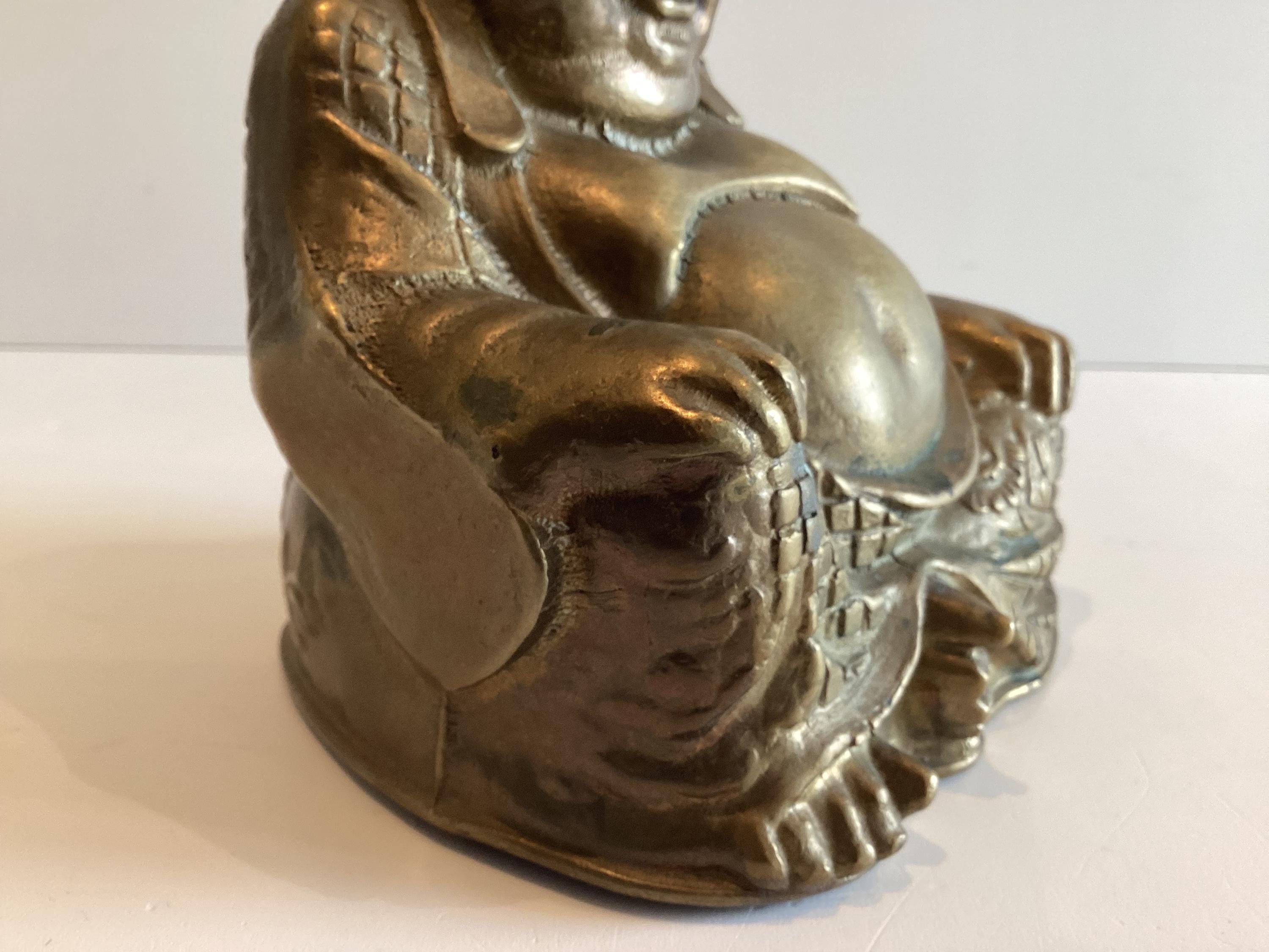 Bronze Sculpture | Antique Buddha Statue Laughing Buddha 1900s Zen Decor Collectible — photo 8 of 10