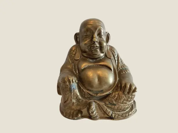 Bronze Sculpture | Antique Buddha Statue Laughing Buddha 1900s Zen Decor Collectible