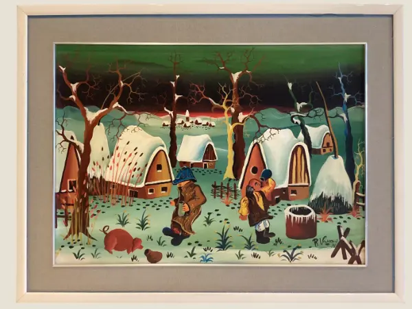 Naive Painting | Rokys Vanovic 1975 Yugoslav-Italian Artist, Oil on Canvas Signed Art