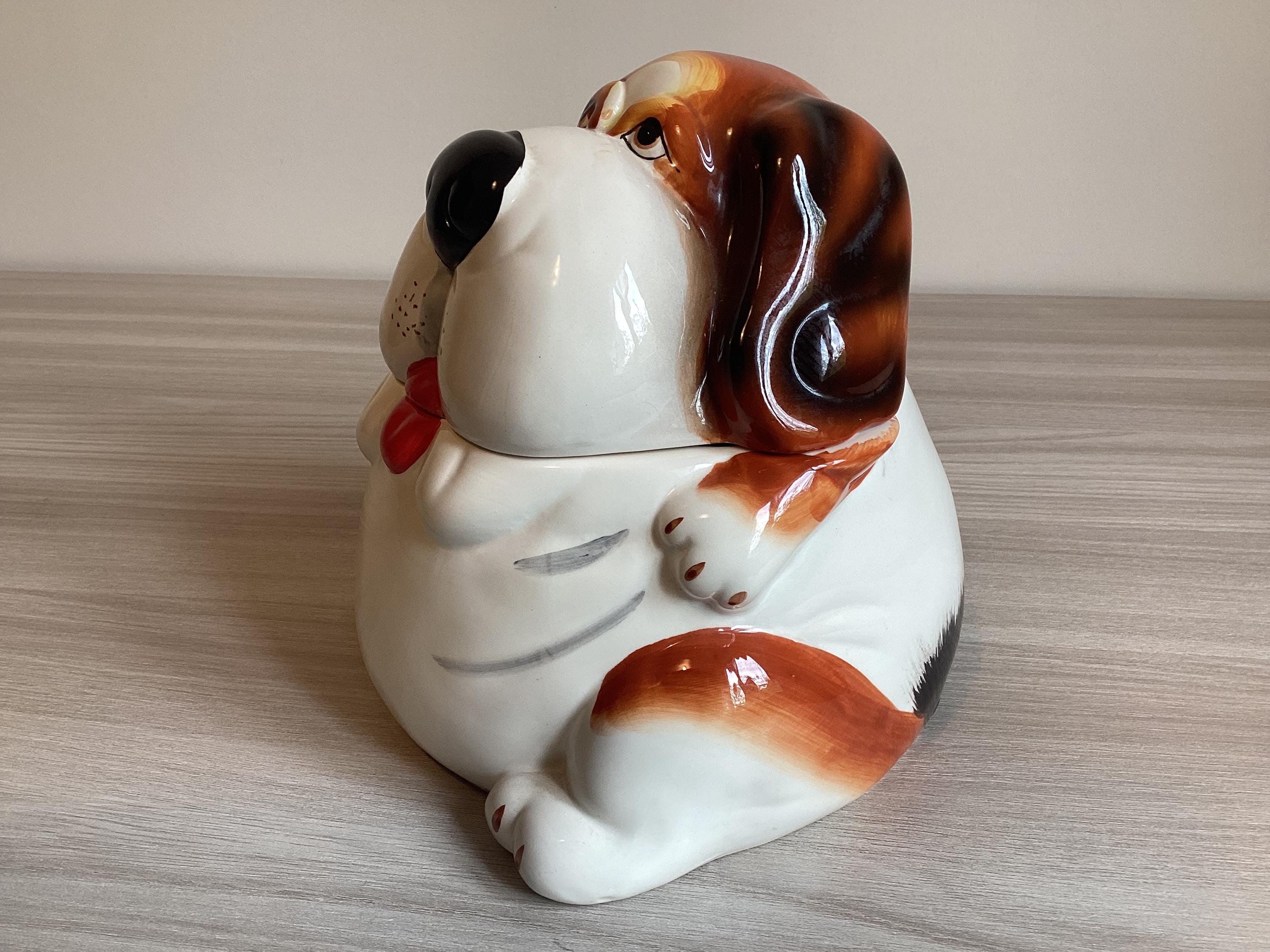 Vintage Porcelain | Villa d'Este Italian Cookie Jar Dog Figurine, 1980s Collectible — photo 7 of 9