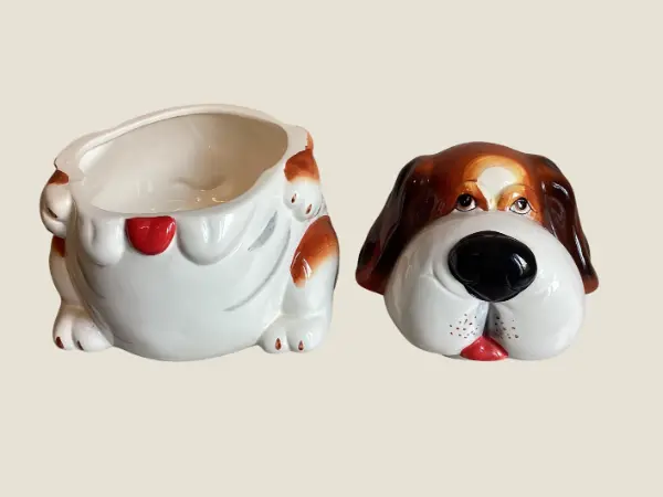 Vintage Porcelain | Villa d'Este Italian Cookie Jar Dog Figurine, 1980s Collectible