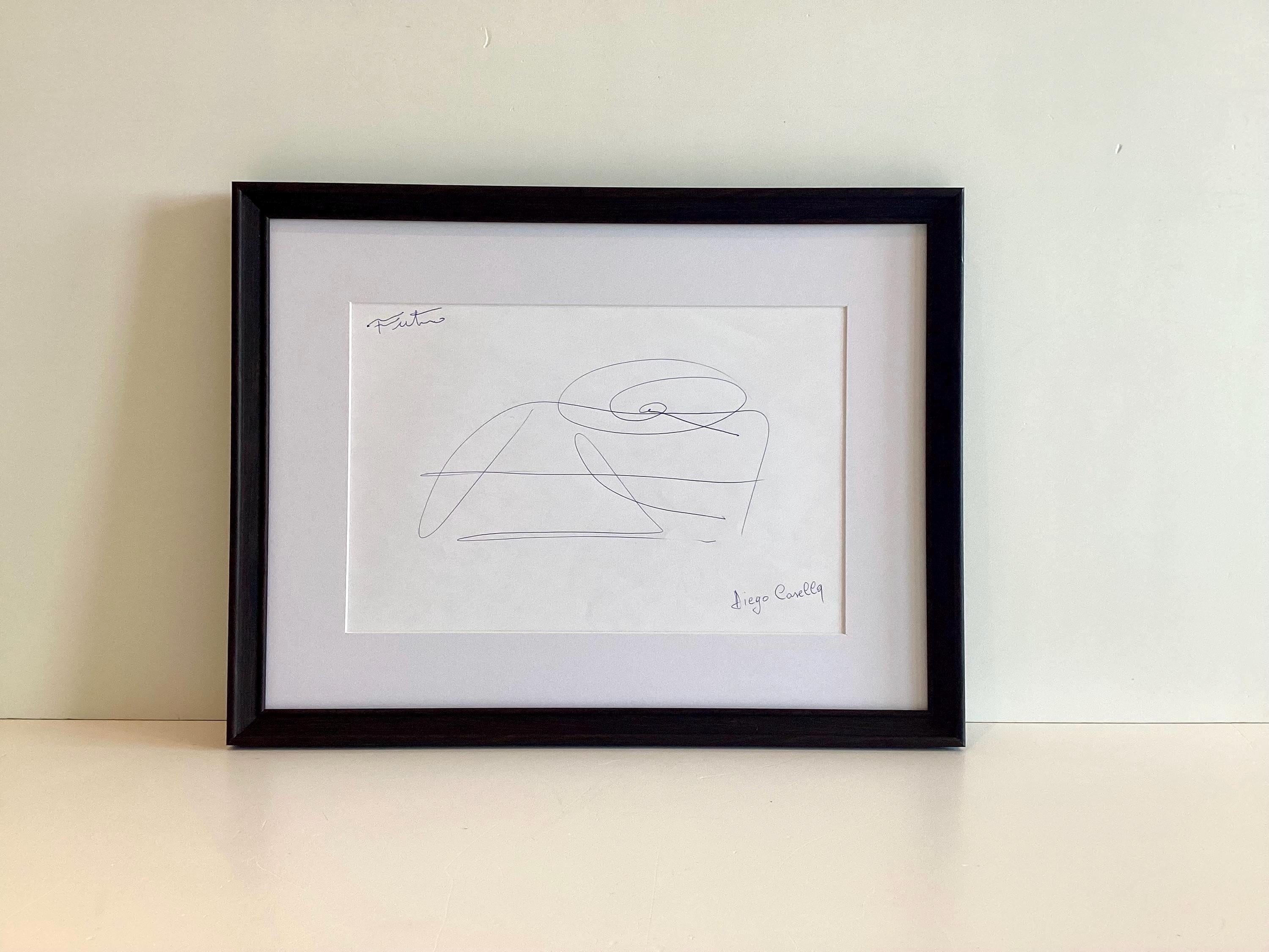 Abstract Drawing  Artwork | Casella-Pc-1954 "Futuro" Ink Drawing Signed Contemporary Design — photo 2 of 11