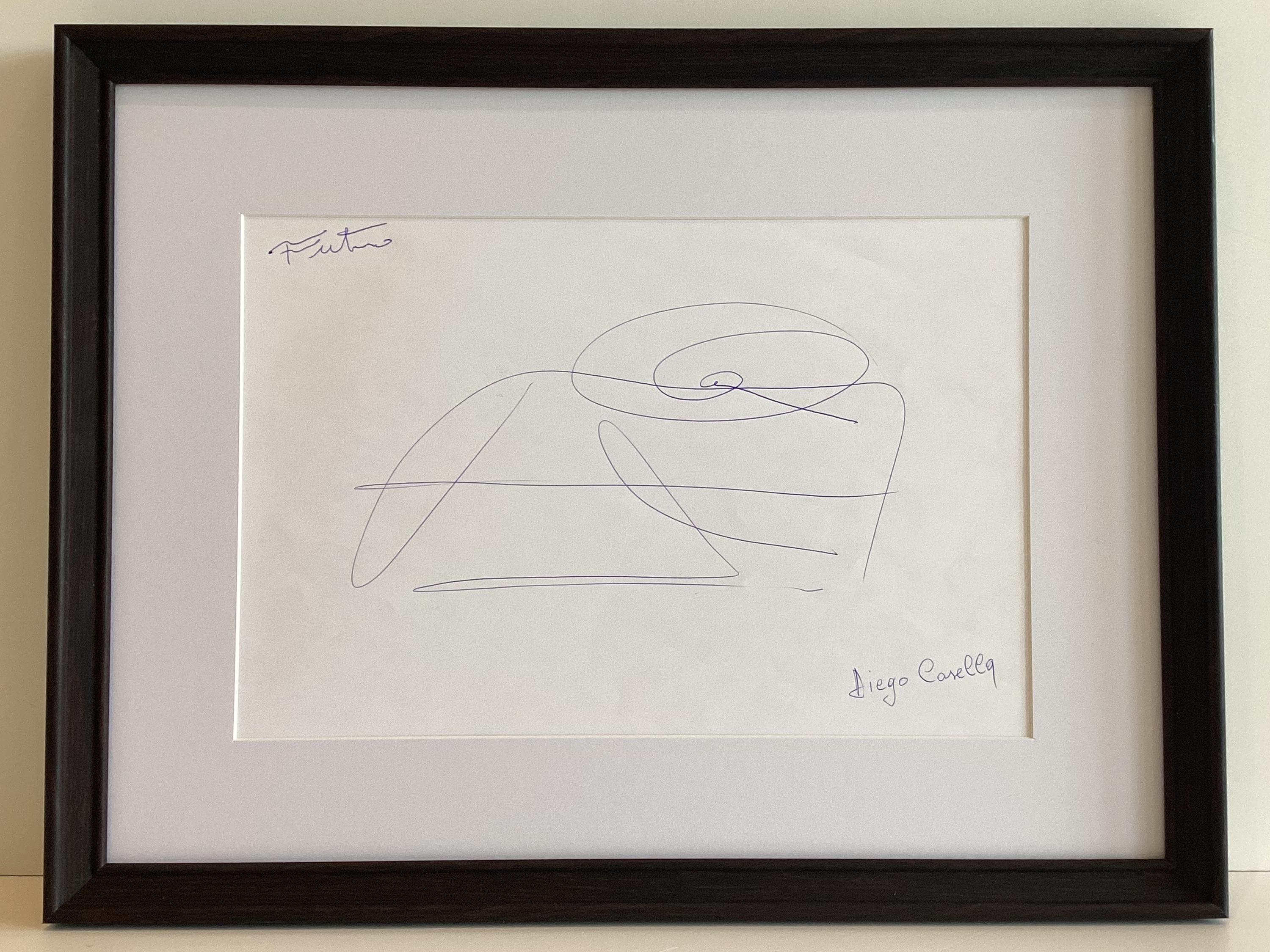 Abstract Drawing  Artwork | Casella-Pc-1954 "Futuro" Ink Drawing Signed Contemporary Design — photo 6 of 11
