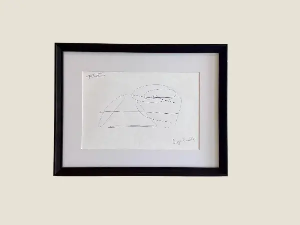 Abstract Drawing  Artwork | Casella-Pc-1954 "Futuro" Ink Drawing Signed Contemporary Design