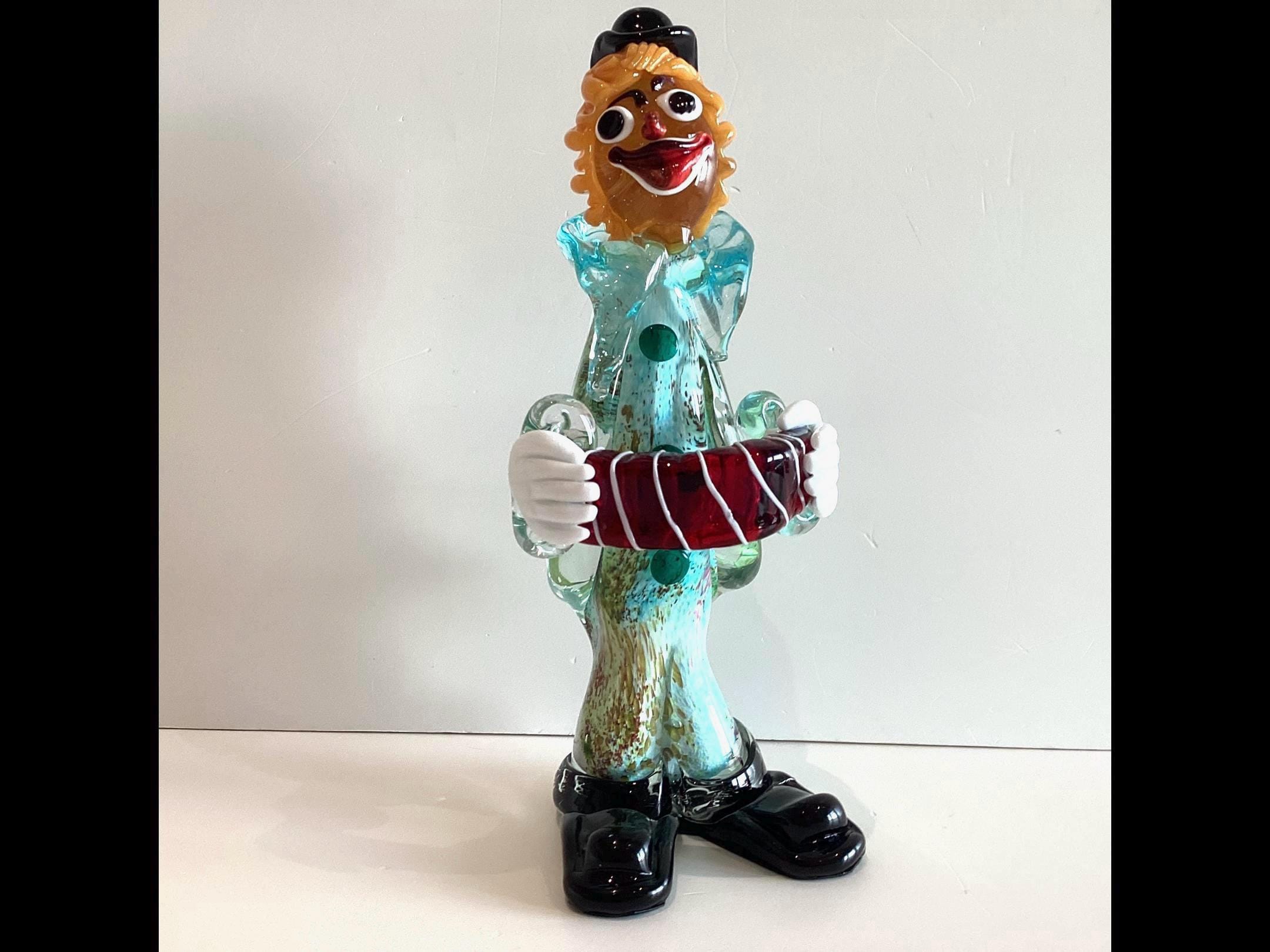 Vintage Murano Clown | 1970s Art Glass Accordion Musician, Aventurine & Lattimo — photo 2 of 11