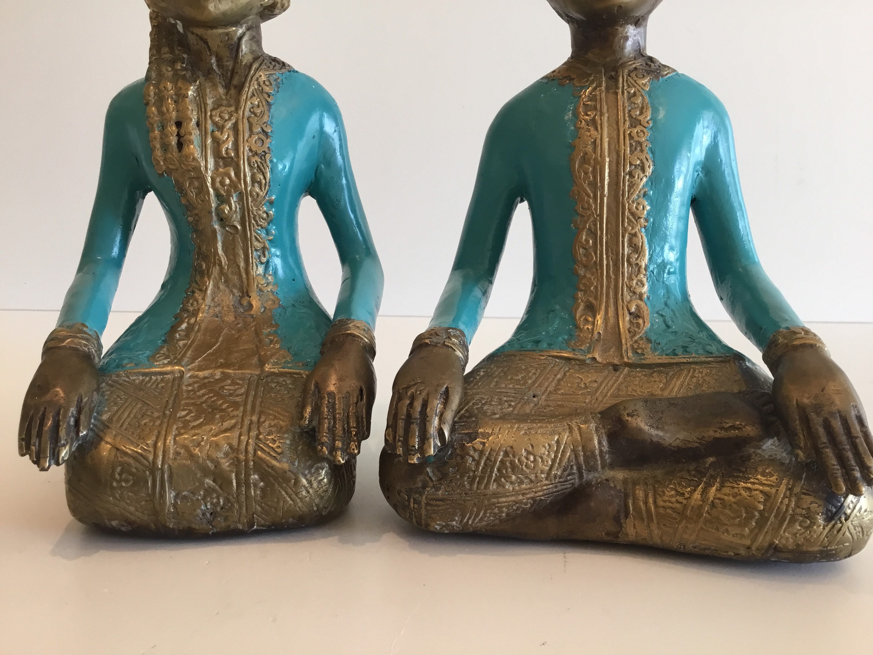 Antique Brass Figurines | 1880-1900 Colonial "Loro Blonyo" Pair, Java Indo-European Statues — photo 7 of 8
