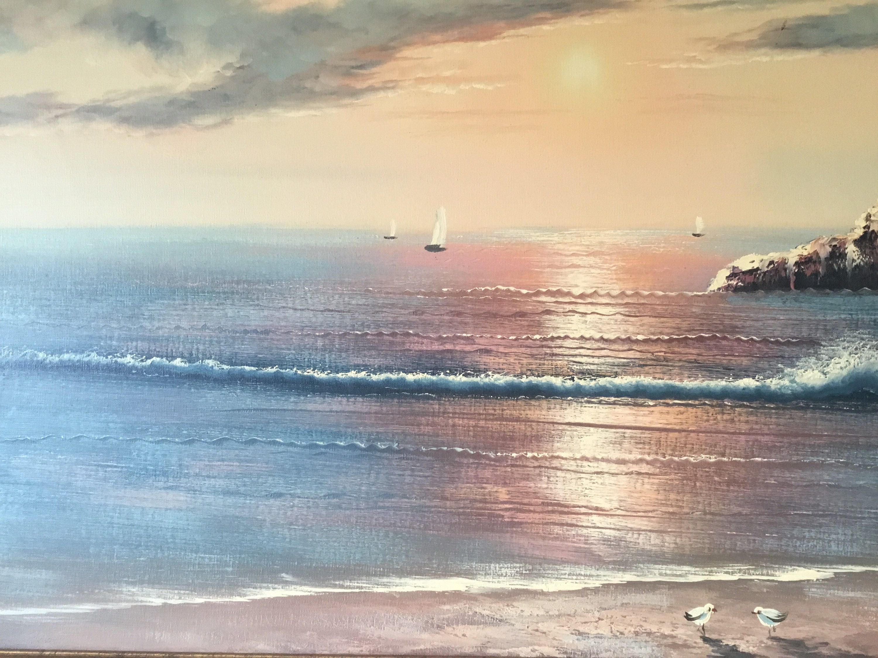 Vintage Painting | Large Seascape Lighthouse 1970s French Artist P. Janssen — photo 5 of 8