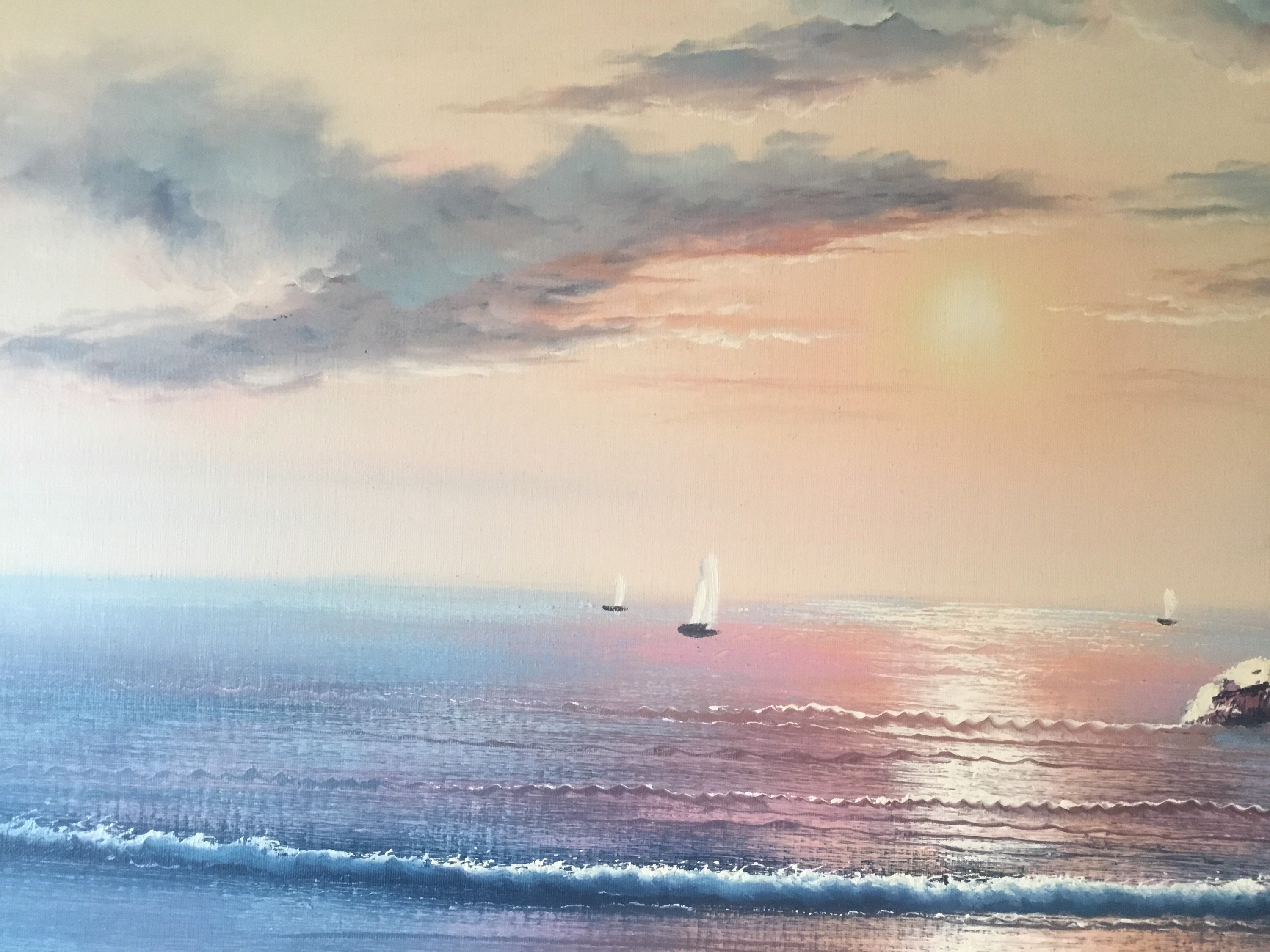 Vintage Painting | Large Seascape Lighthouse 1970s French Artist P. Janssen — photo 6 of 8
