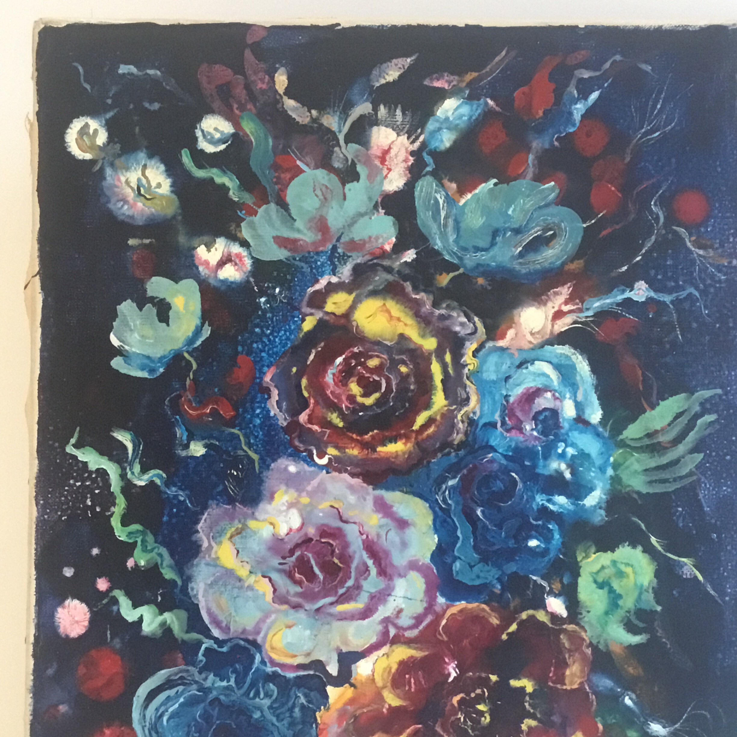 Vintage Floral Painting | Lu Jacxsens 1950s French Exotic Flowers, Signed Oil on Canvas — photo 4 of 8