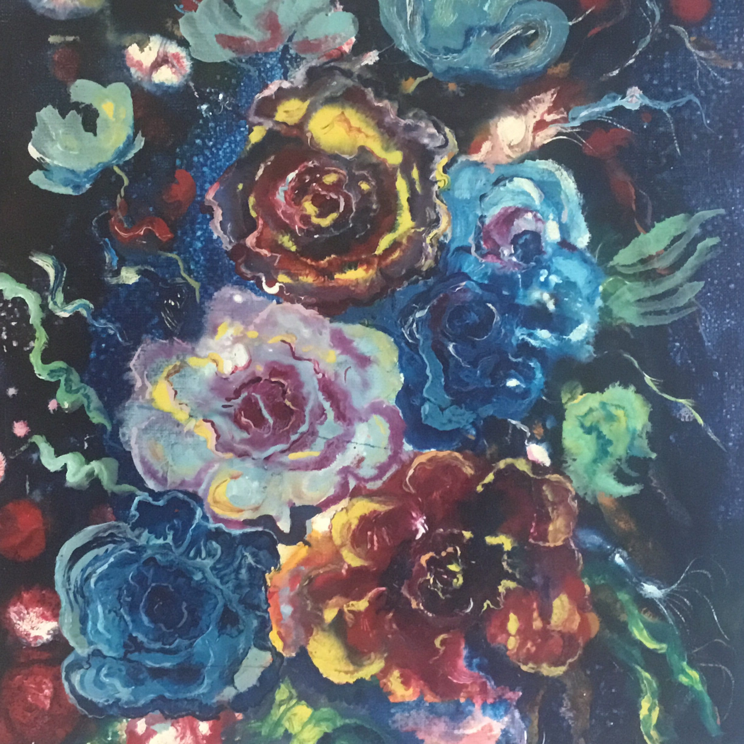 Vintage Floral Painting | Lu Jacxsens 1950s French Exotic Flowers, Signed Oil on Canvas — photo 6 of 8