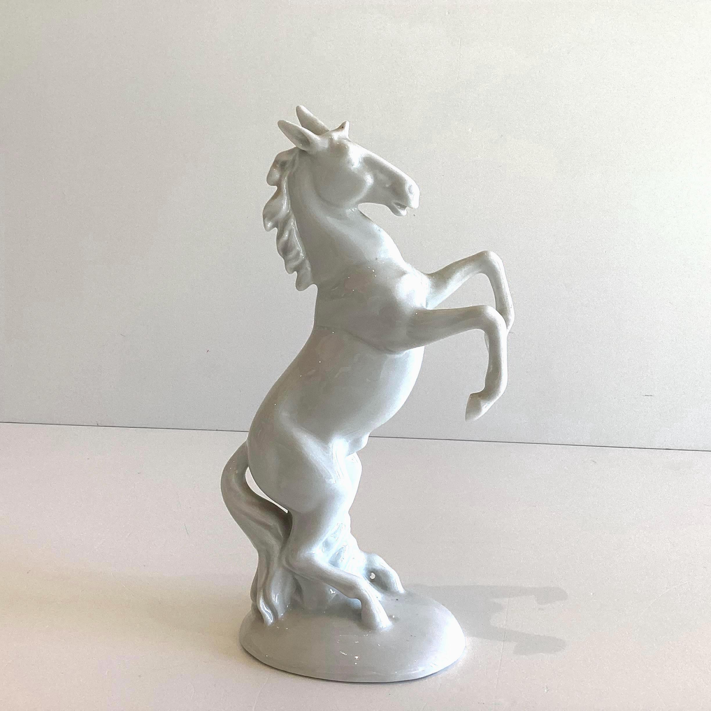 Vintage Porcelain | Carl Scheidig Unicorn Figurine, 1970s German Rearing Horse — photo 2 of 8