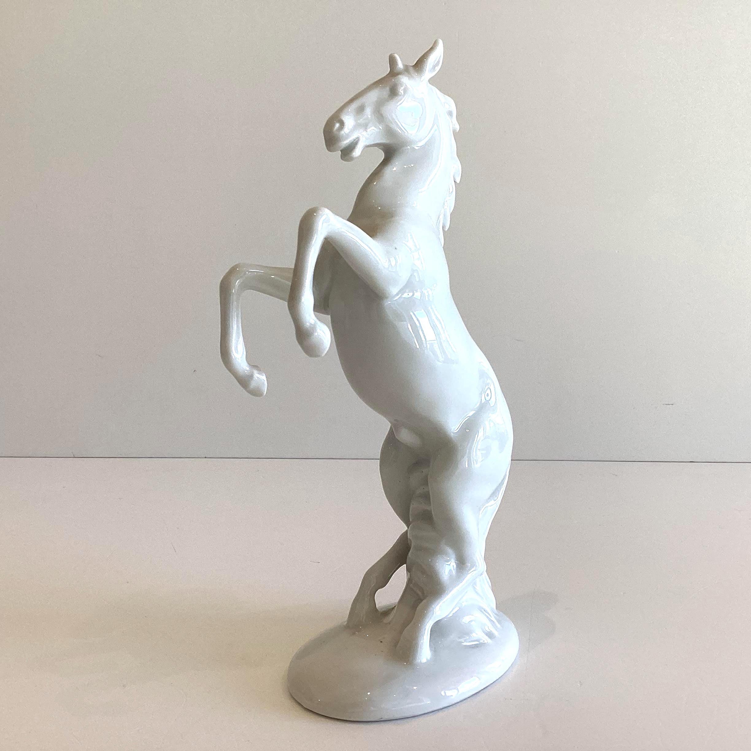 Vintage Porcelain | Carl Scheidig Unicorn Figurine, 1970s German Rearing Horse — photo 4 of 8