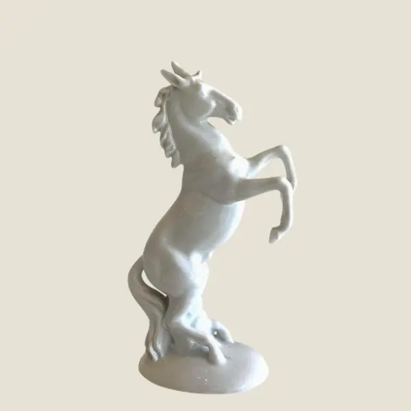 Vintage Porcelain | Carl Scheidig Unicorn Figurine, 1970s German Rearing Horse