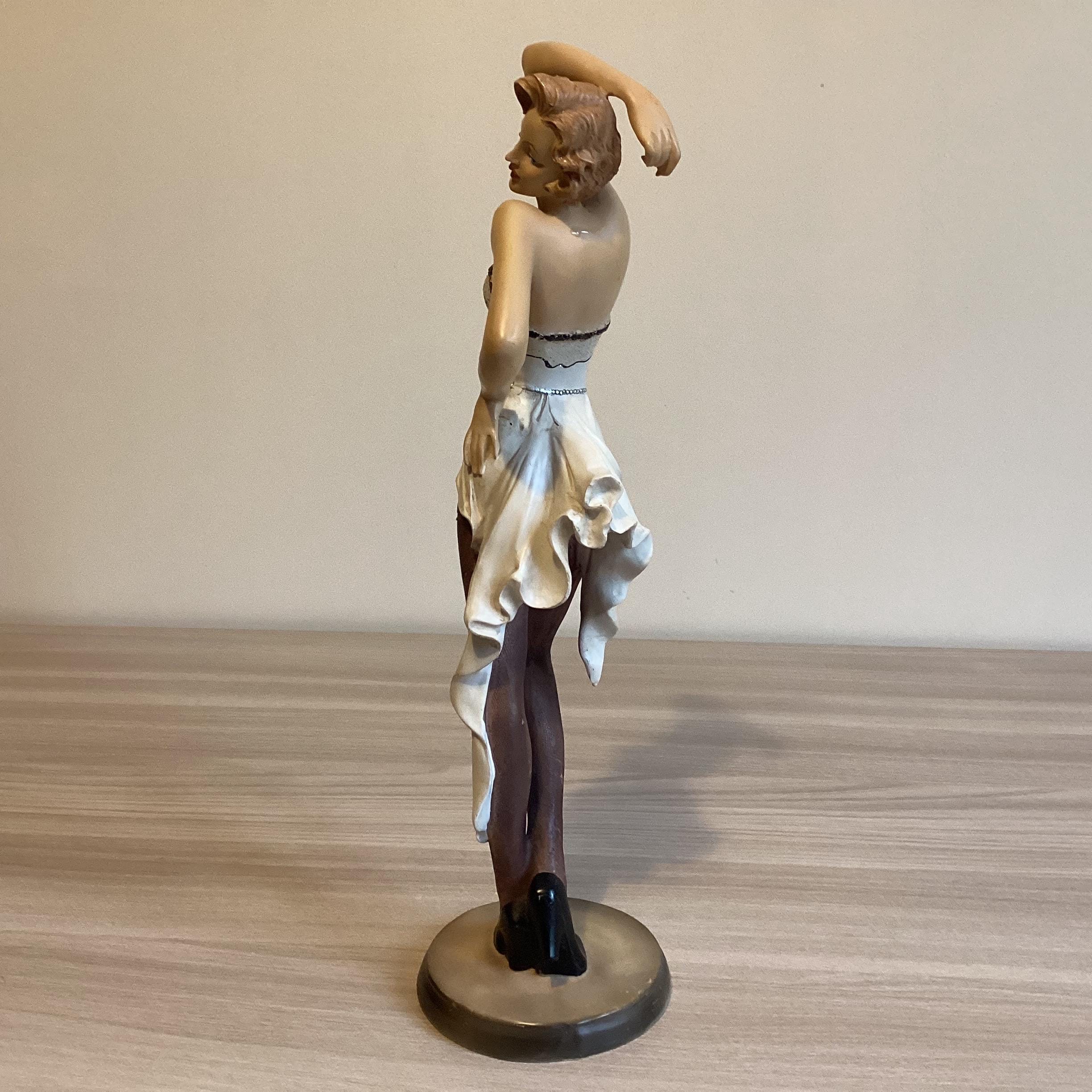 Vintage Italian Sculpture | 1980s Polystone Woman Figurine, Hand Painted with Crystal Details — photo 10 of 10