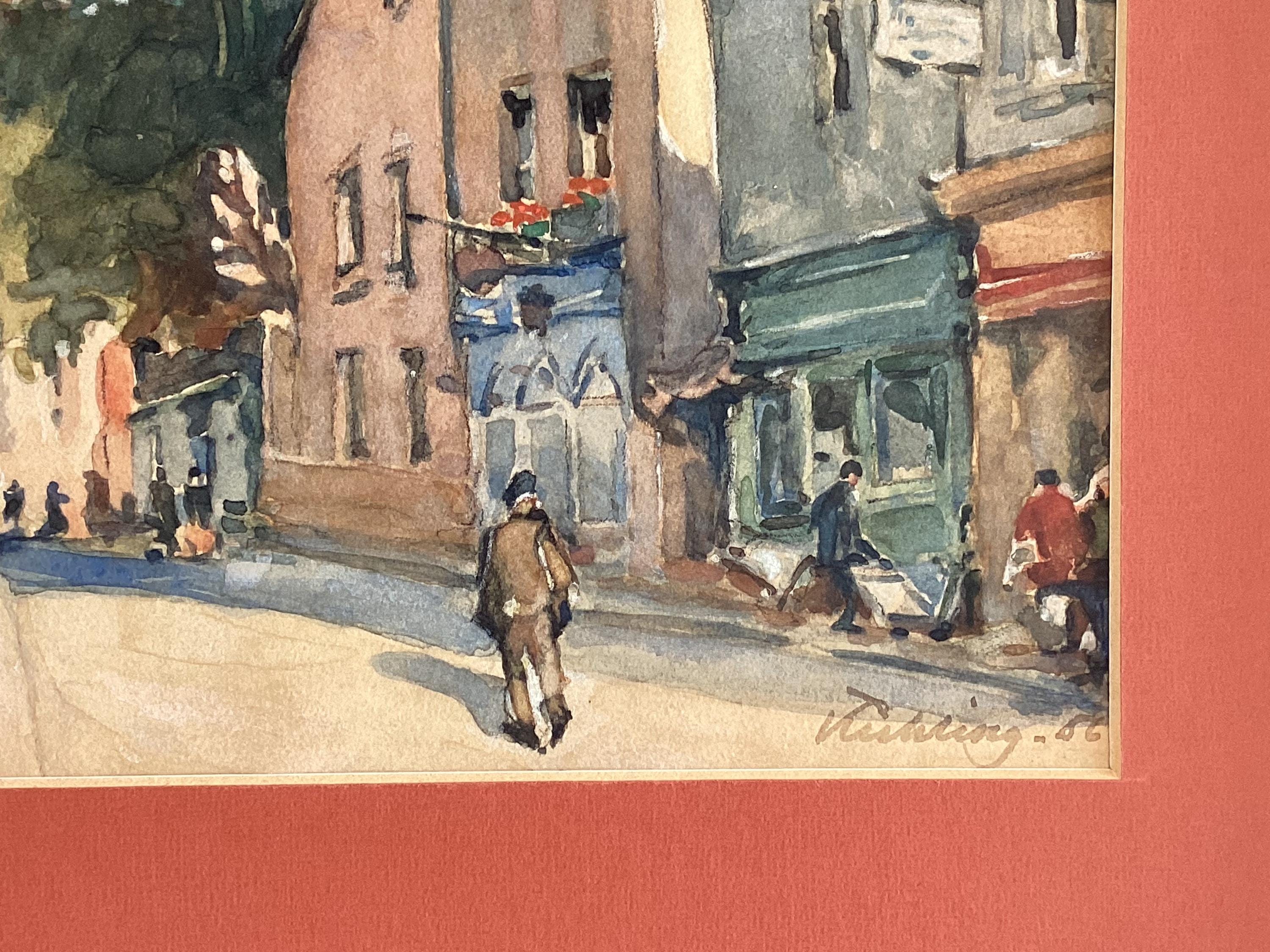 Vintage Painting | 1960 Montmartre Paris View, Signed Mixed Media Watercolor Gouache — photo 9 of 11