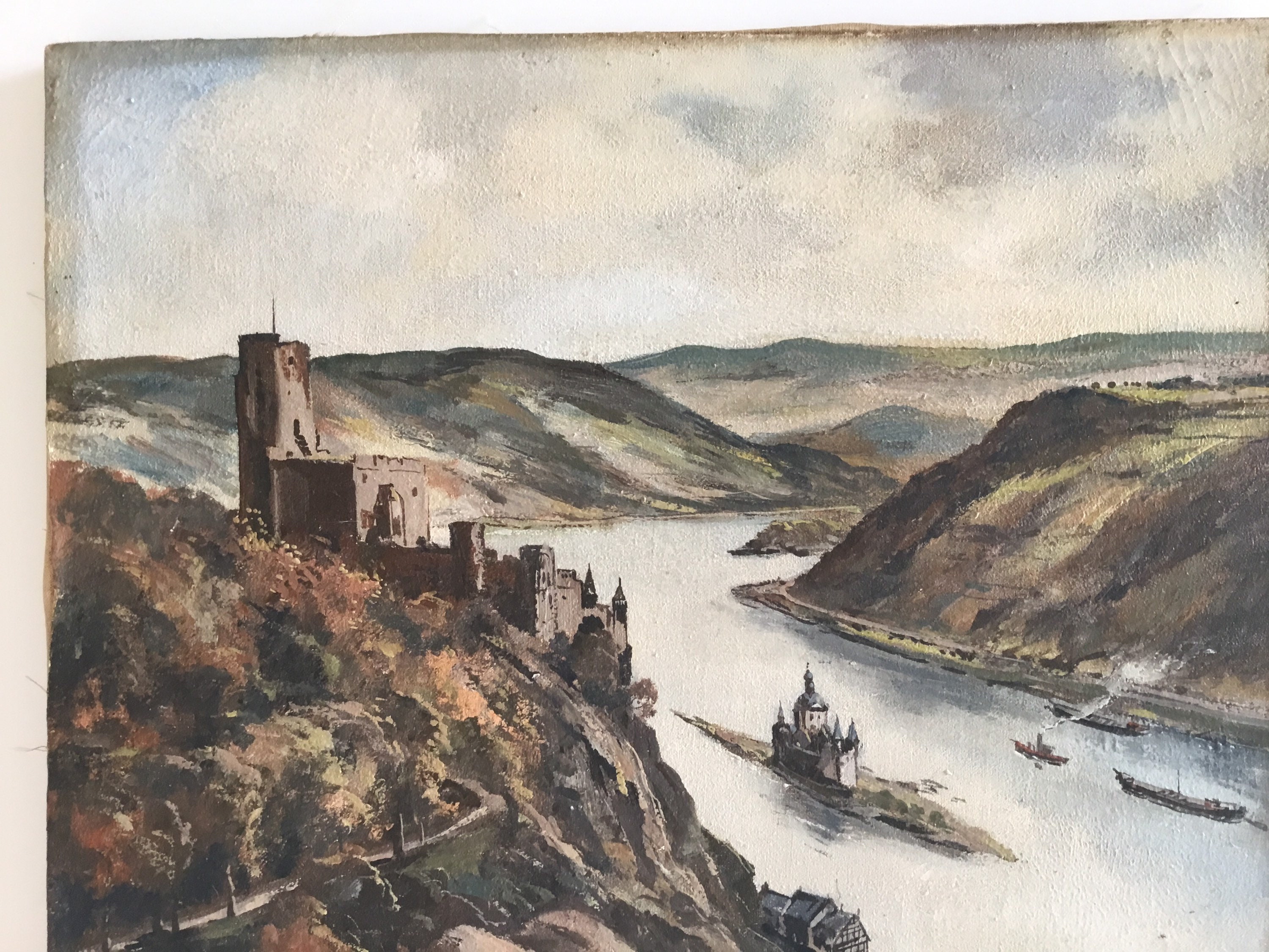 Vintage Painting | View Burg Gutenfels Kaub (1900s) Herscheid Artist — photo 7 of 11
