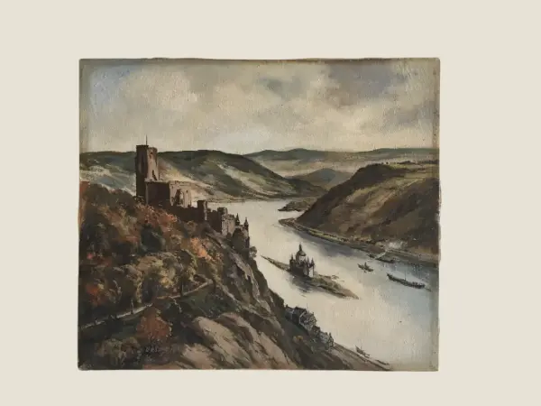 Vintage Painting | View Burg Gutenfels Kaub (1900s) Herscheid Artist