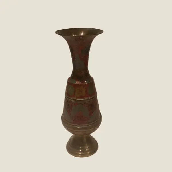 Vintage Vase | 1940s Indian Enamel Art, Handcrafted Home Decor