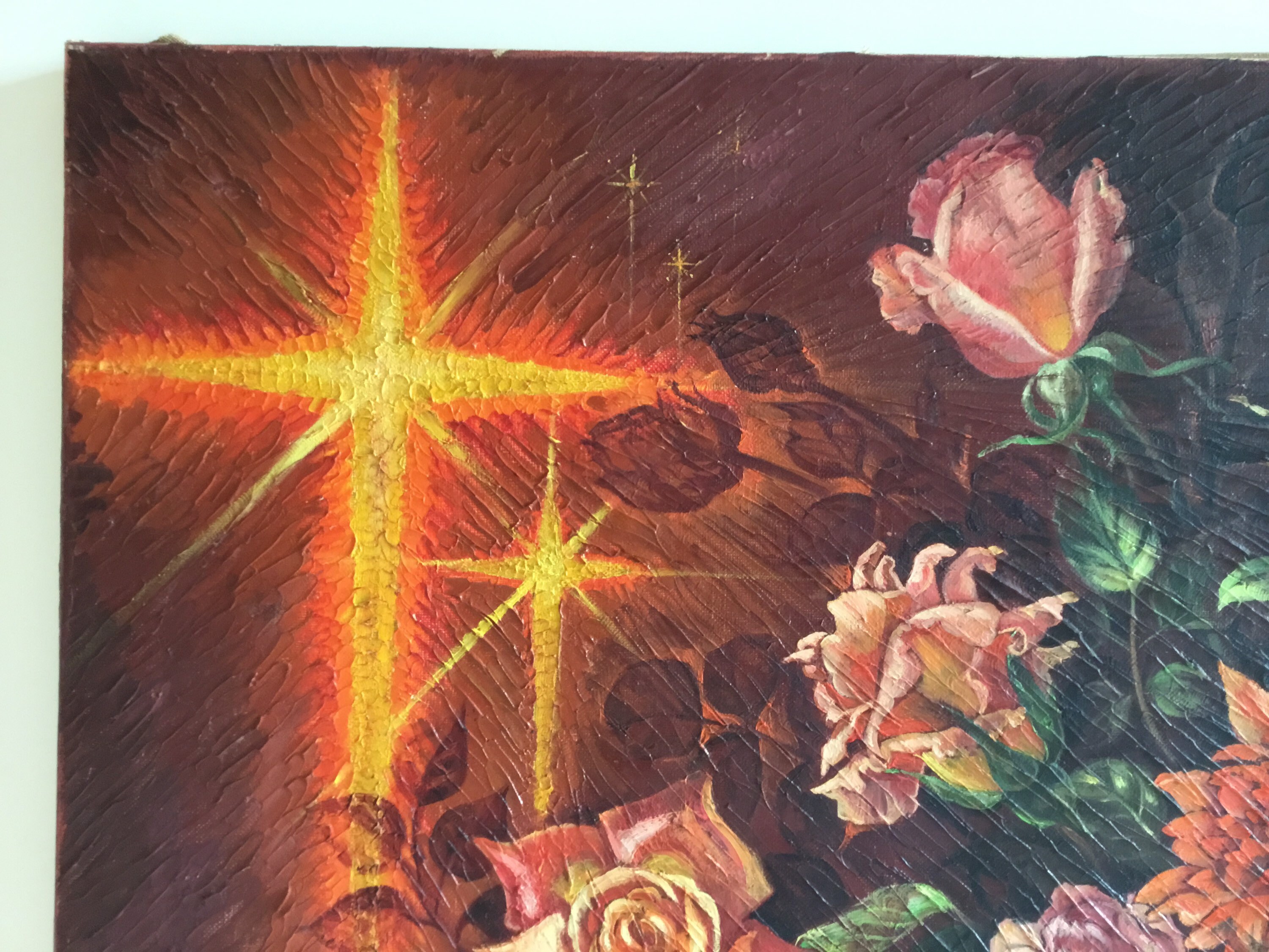 Vintage Painting | 1930s Dutch Roses Oil on Canvas De Sadeleer Floral Art — photo 6 of 9