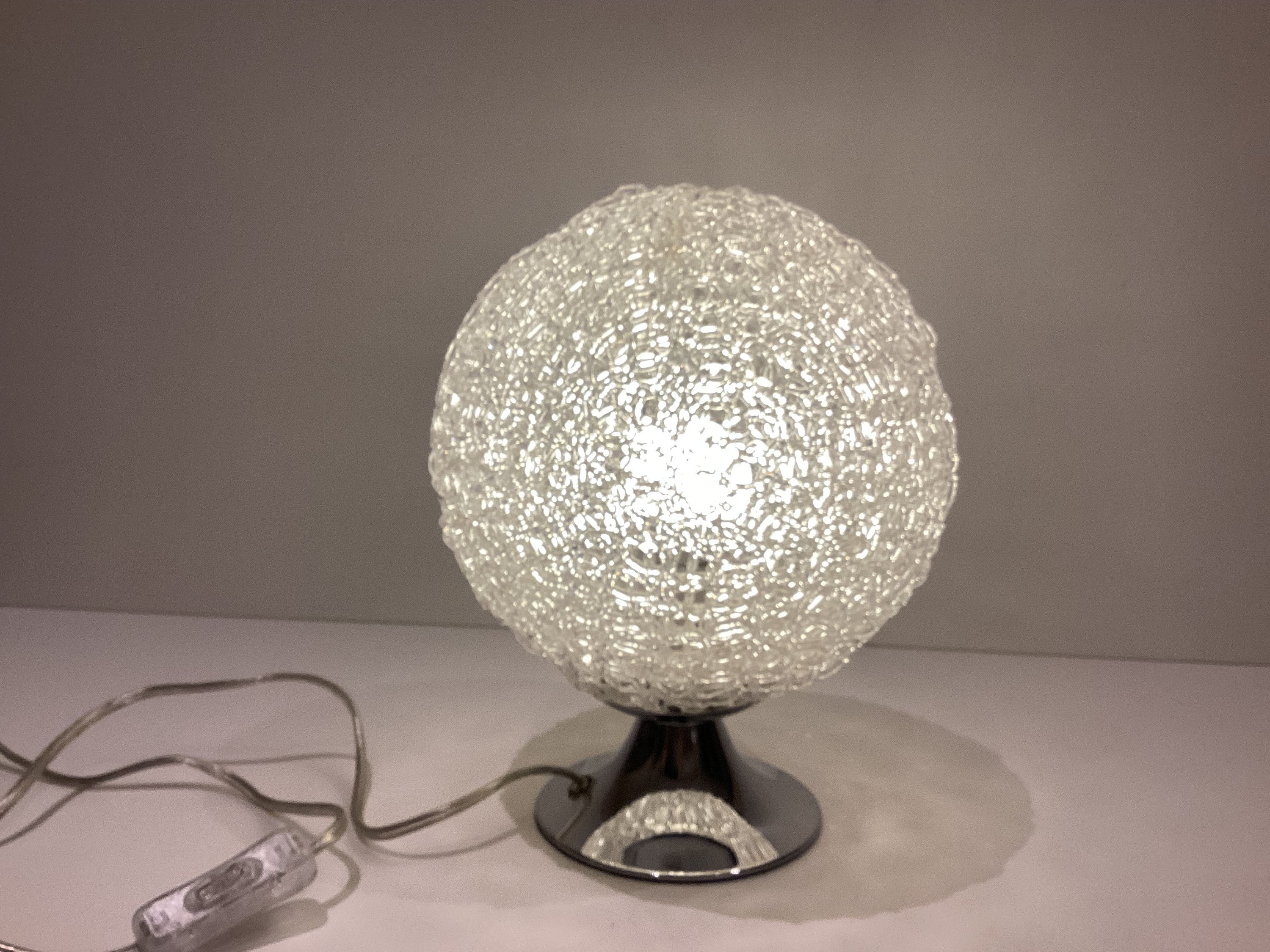 Vintage Table Lamp | 1980s Jolly Design Italy, Acrylic Sphere Intertwined Threads — photo 2 of 9