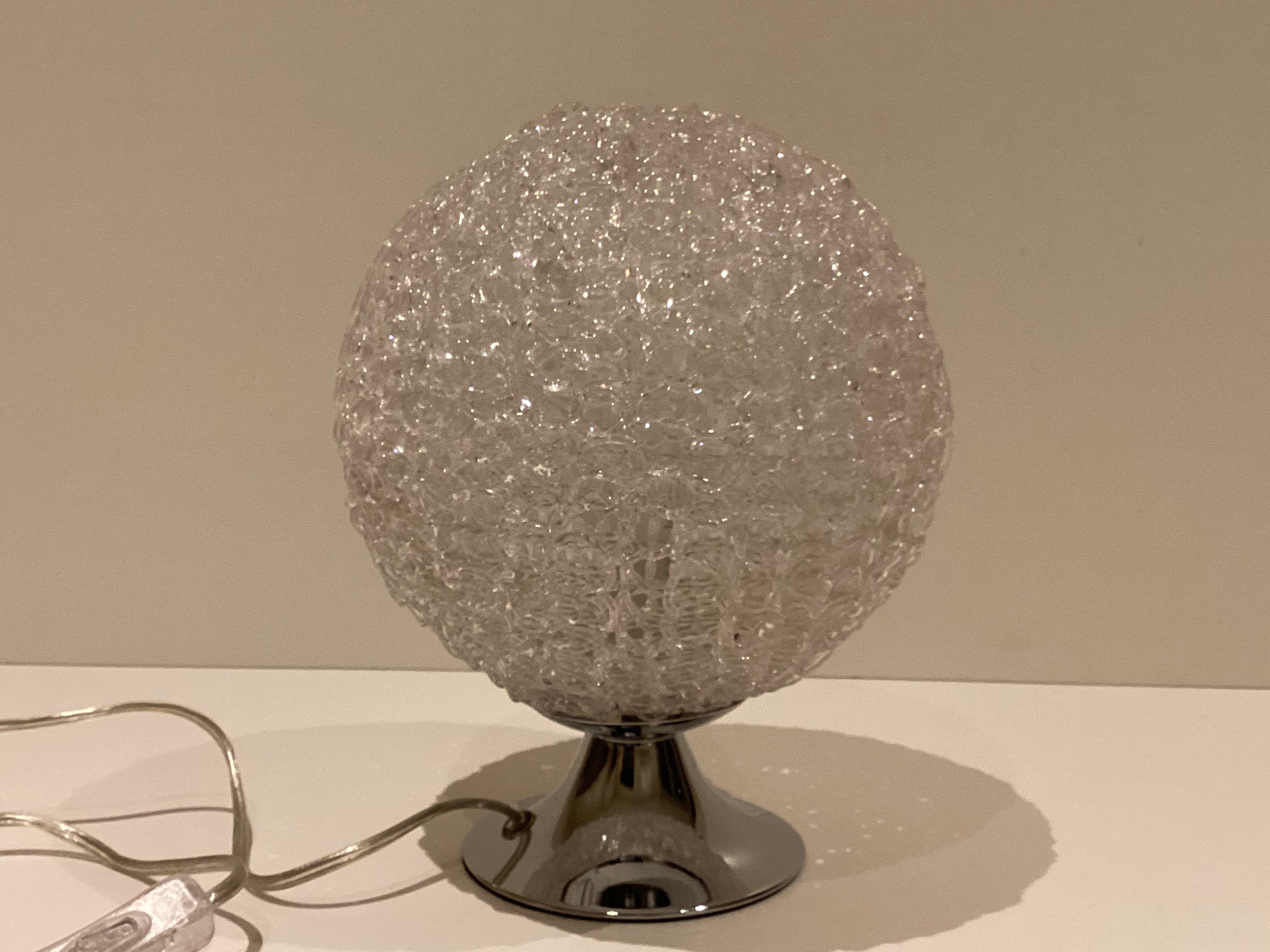 Vintage Table Lamp | 1980s Jolly Design Italy, Acrylic Sphere Intertwined Threads — photo 3 of 9