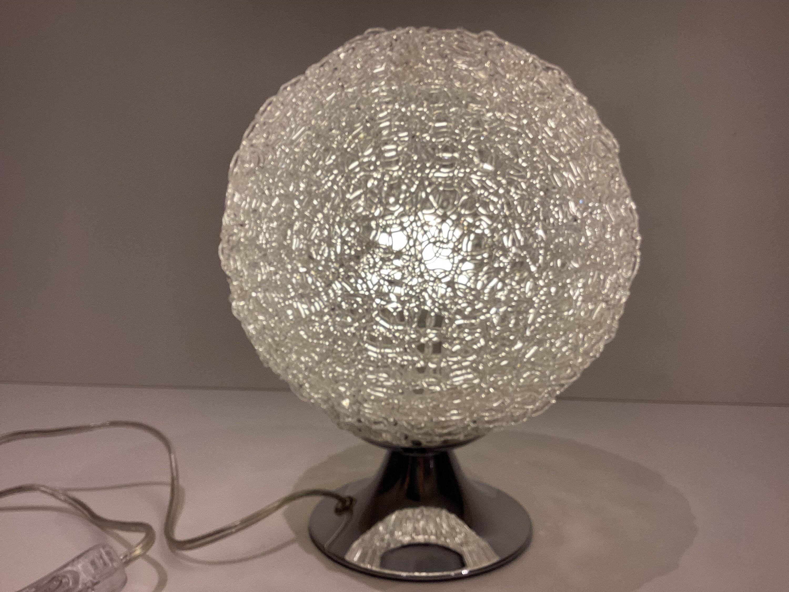 Vintage Table Lamp | 1980s Jolly Design Italy, Acrylic Sphere Intertwined Threads — photo 4 of 9
