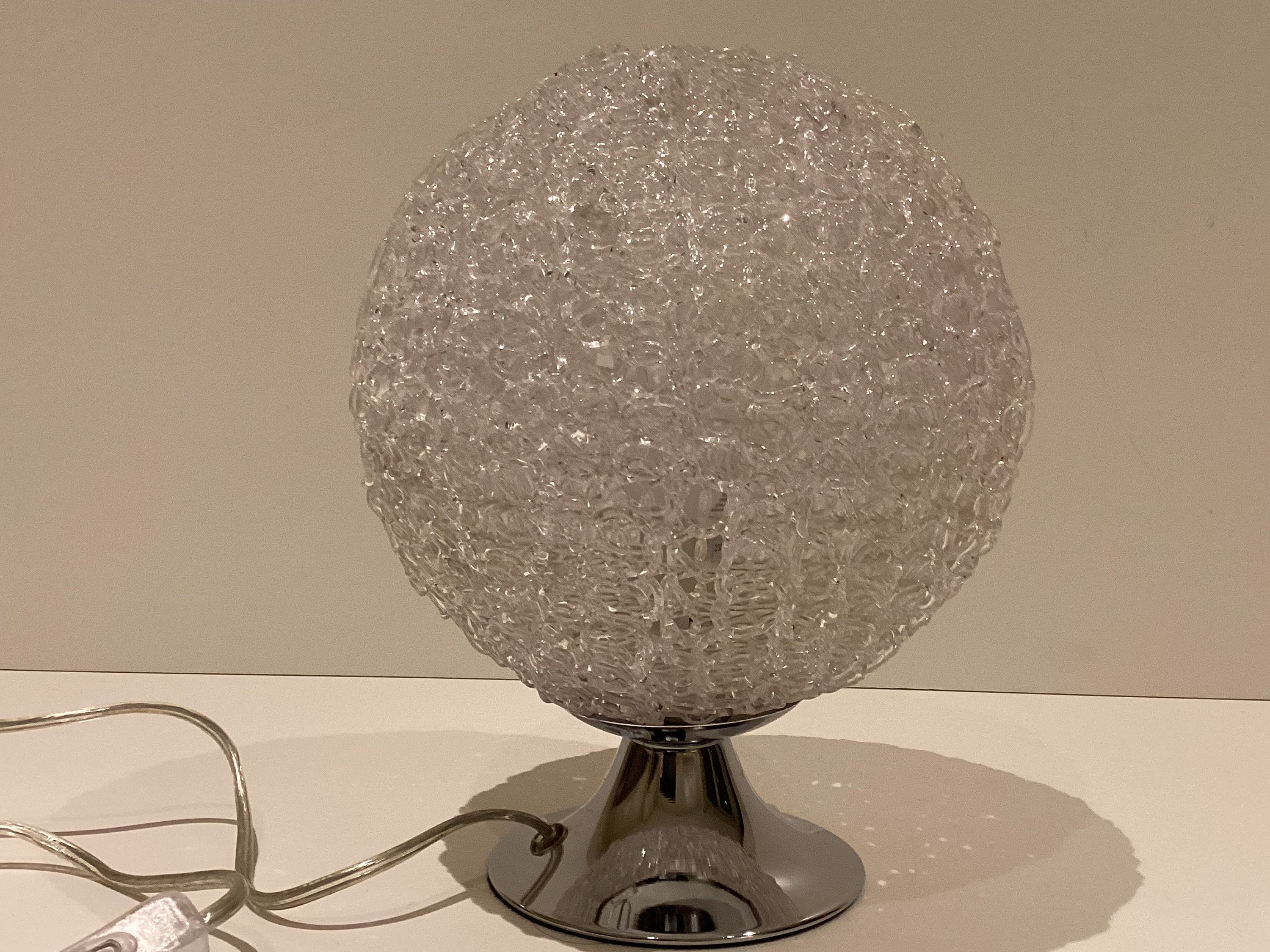 Vintage Table Lamp | 1980s Jolly Design Italy, Acrylic Sphere Intertwined Threads — photo 5 of 9