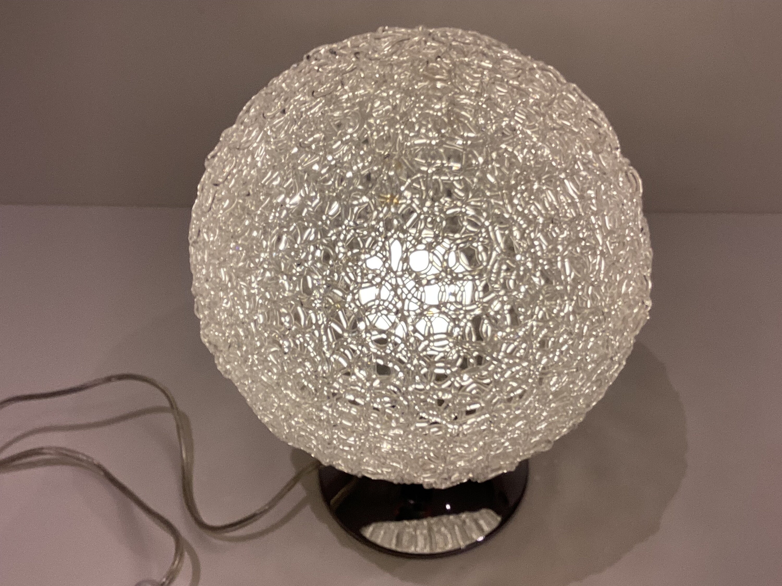 Vintage Table Lamp | 1980s Jolly Design Italy, Acrylic Sphere Intertwined Threads — photo 6 of 9