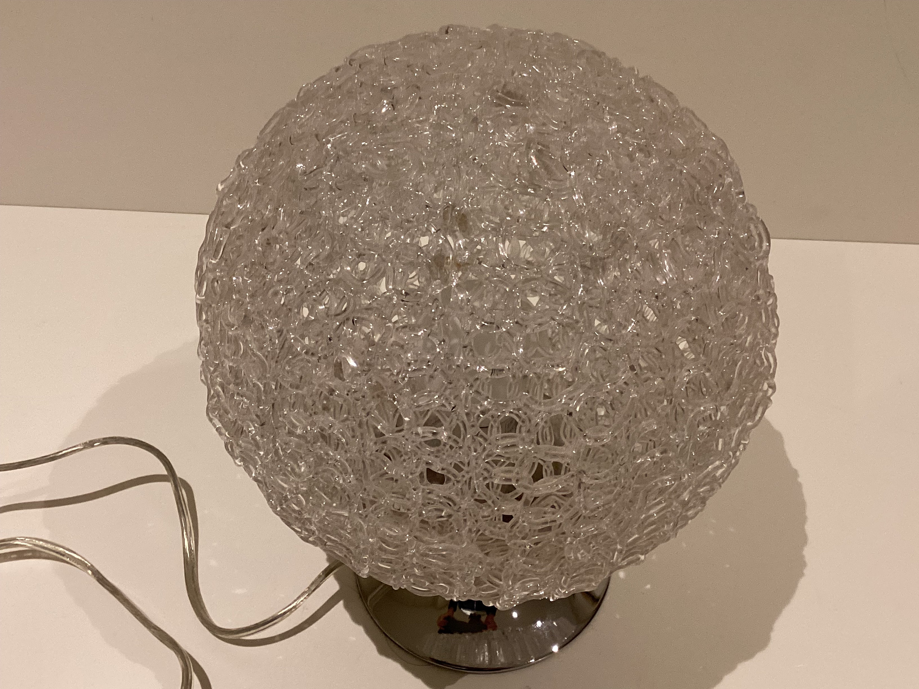 Vintage Table Lamp | 1980s Jolly Design Italy, Acrylic Sphere Intertwined Threads — photo 7 of 9