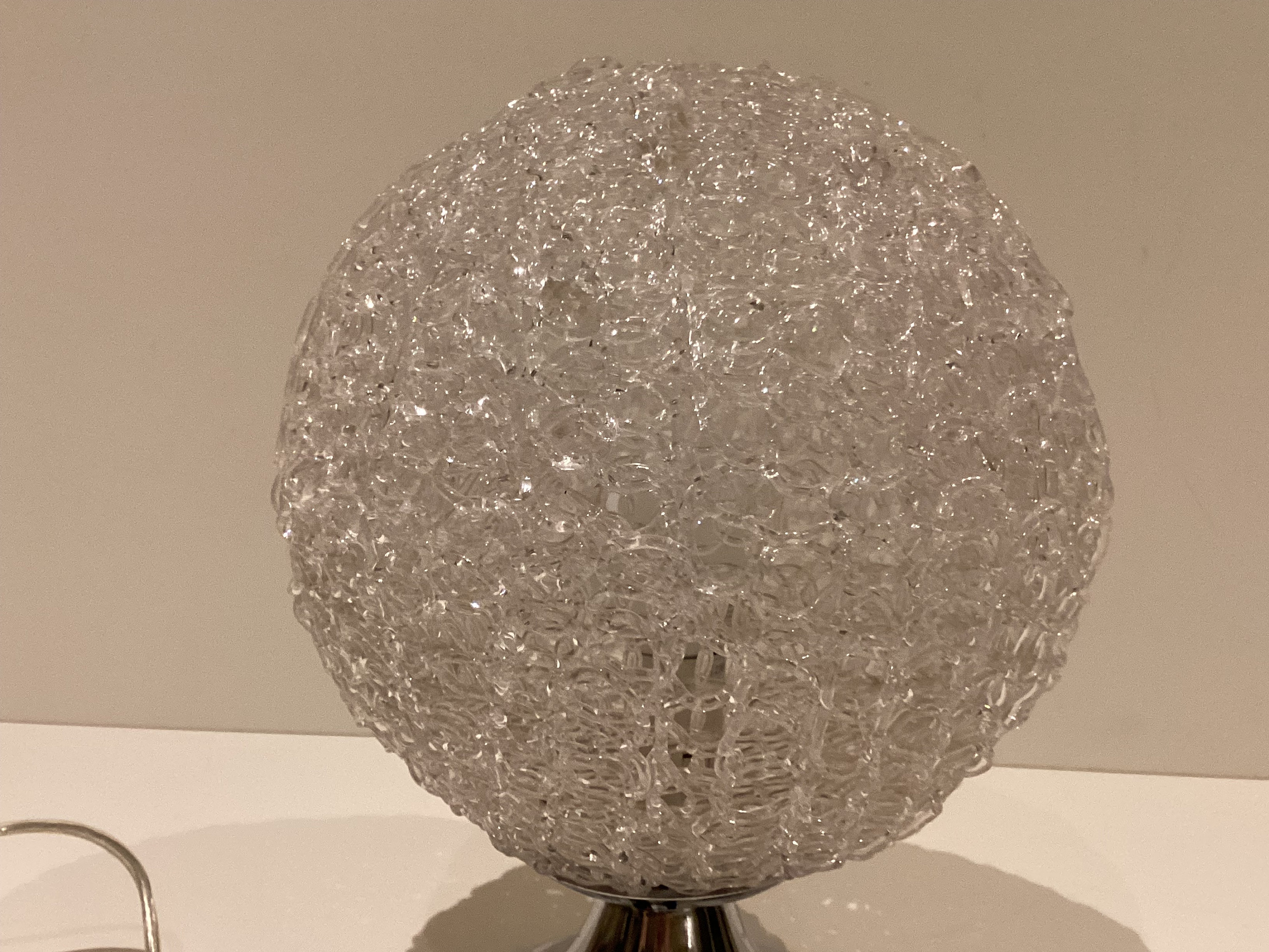 Vintage Table Lamp | 1980s Jolly Design Italy, Acrylic Sphere Intertwined Threads — photo 8 of 9