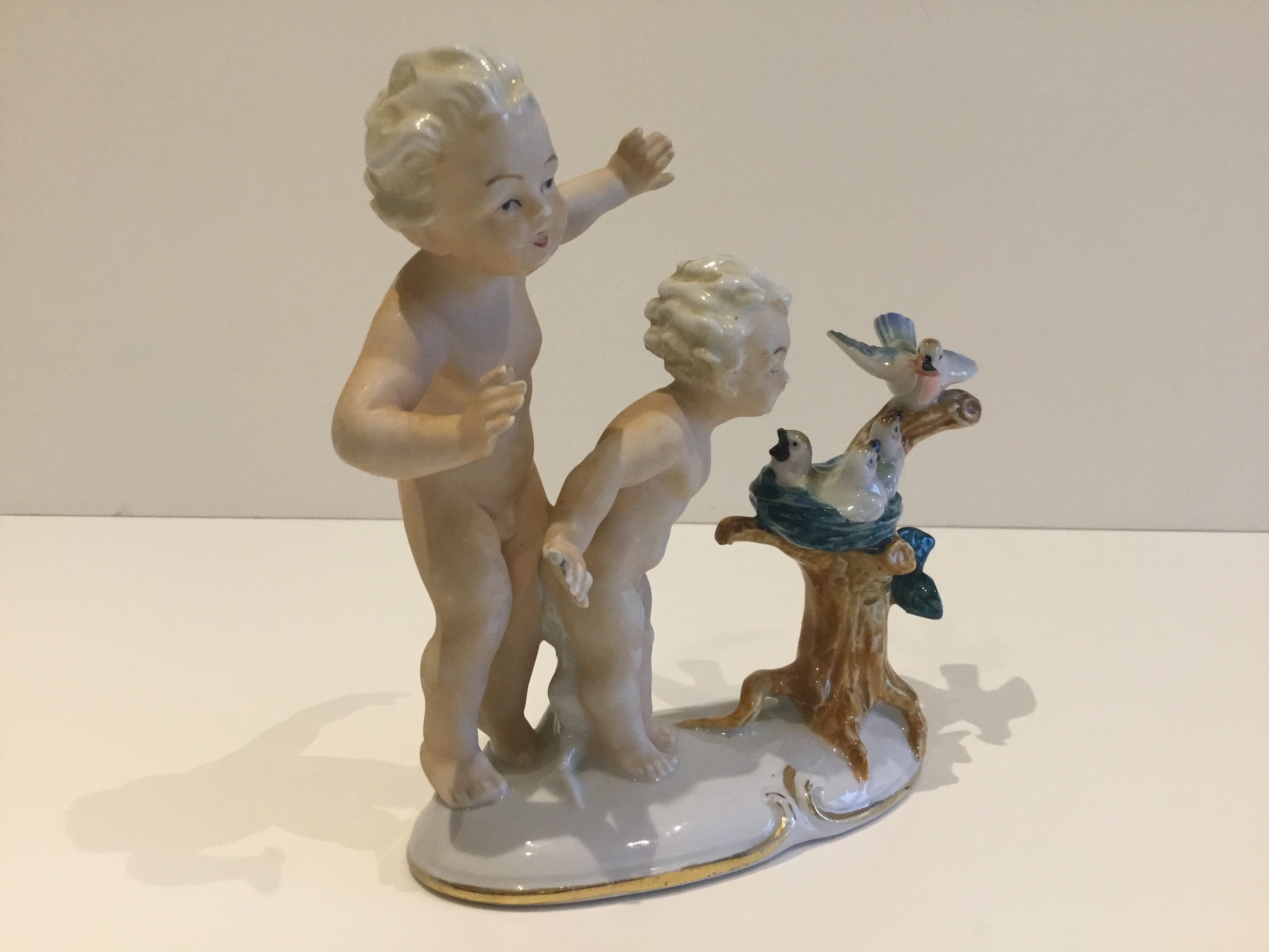 Vintage Porcelain | 1930s Carl Scheidig Grafenthal German Figurine, Children with Birds — photo 3 of 11